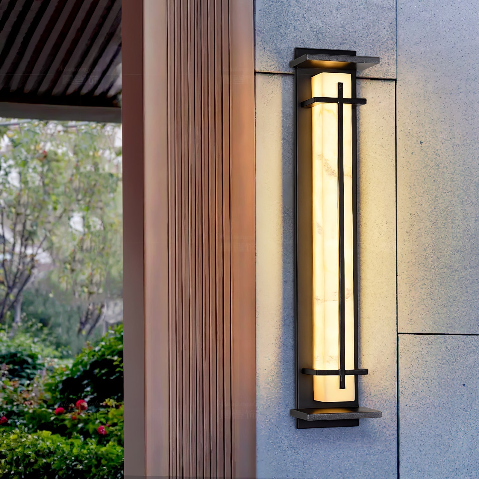 Ray Square Outdoor Wall Light Imitation Alabaster Waterproof - Neutralighting