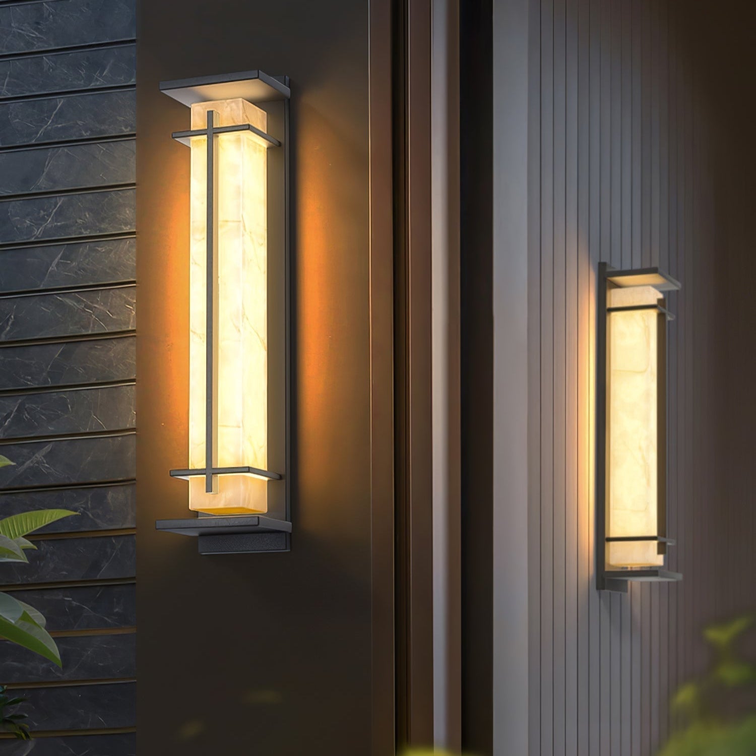 Ray Square Outdoor Wall Light Imitation Alabaster Waterproof - Neutralighting