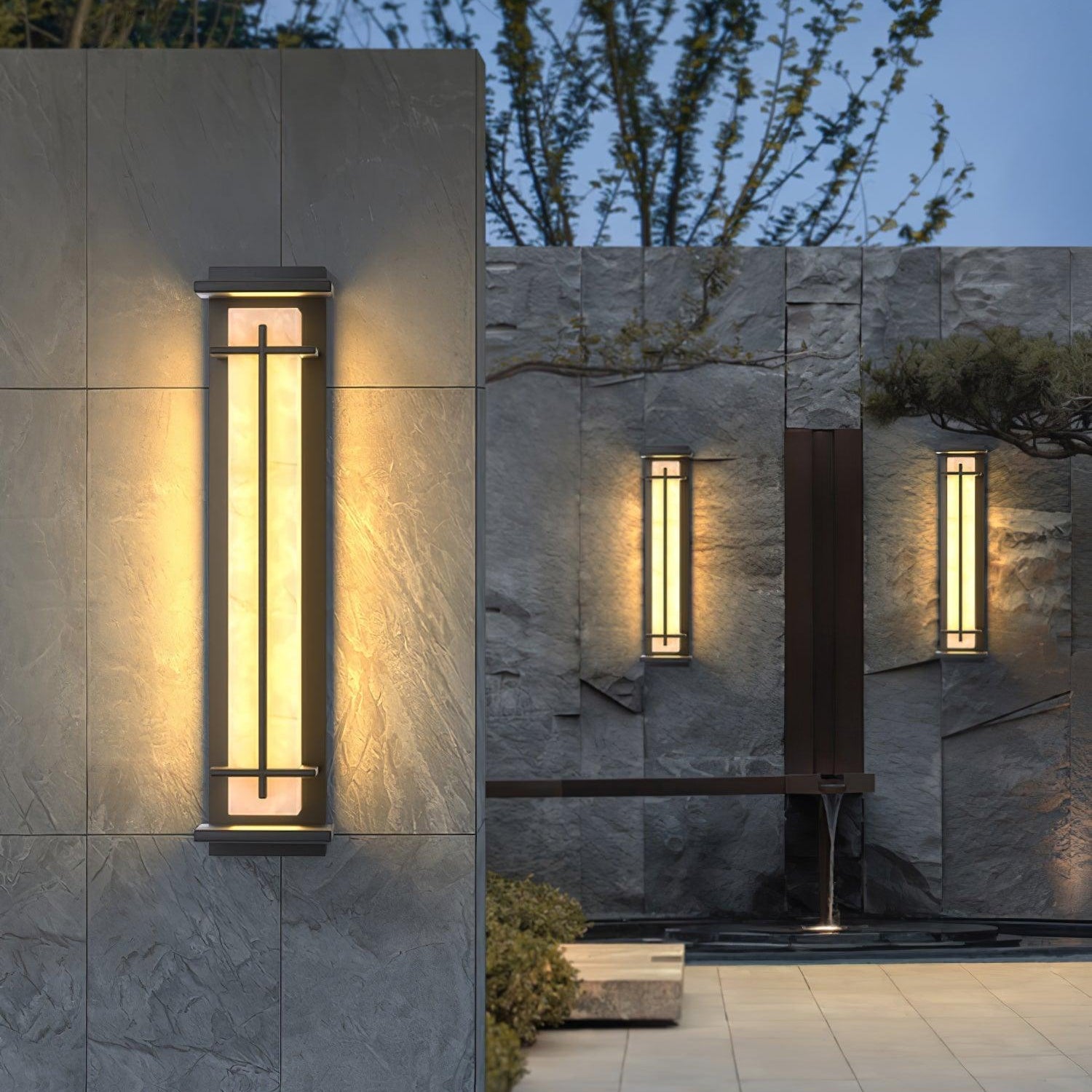 Ray Square Outdoor Wall Light Imitation Alabaster Waterproof - Neutralighting
