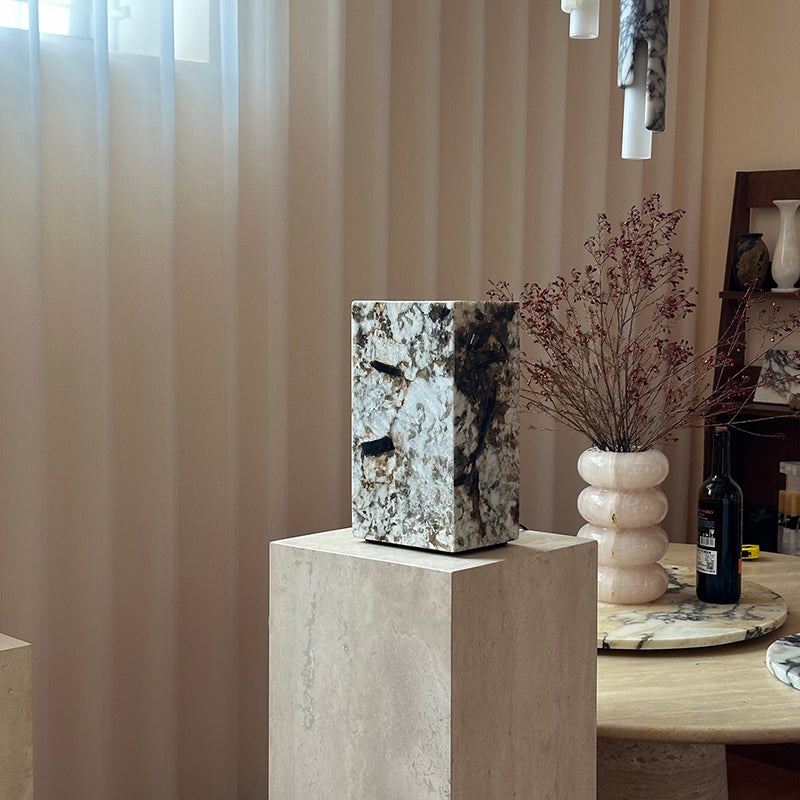 Square Stone Table Lamp - Lamp Copper