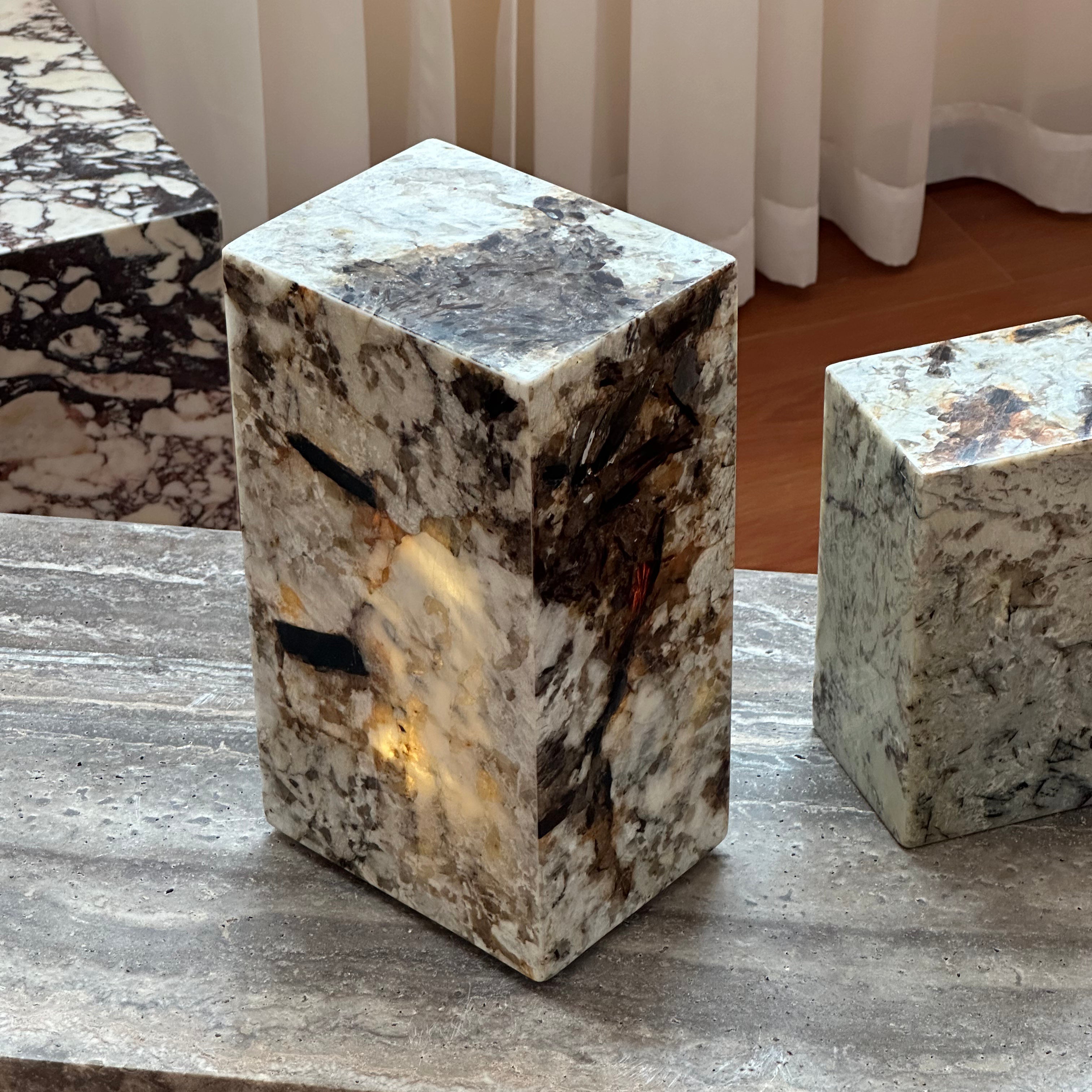 Square Stone Table Lamp - Lamp Copper