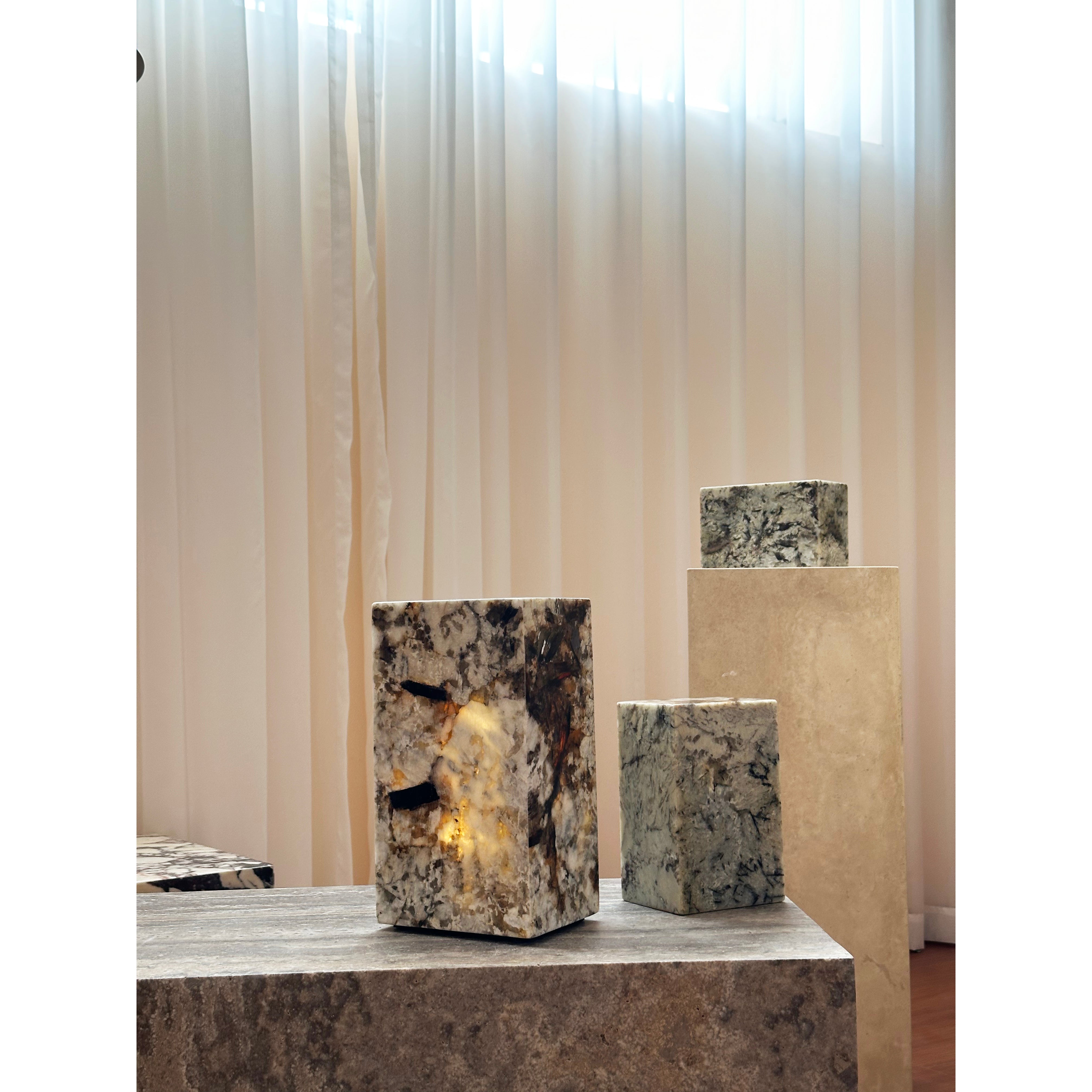 Square Stone Table Lamp - Lamp Copper