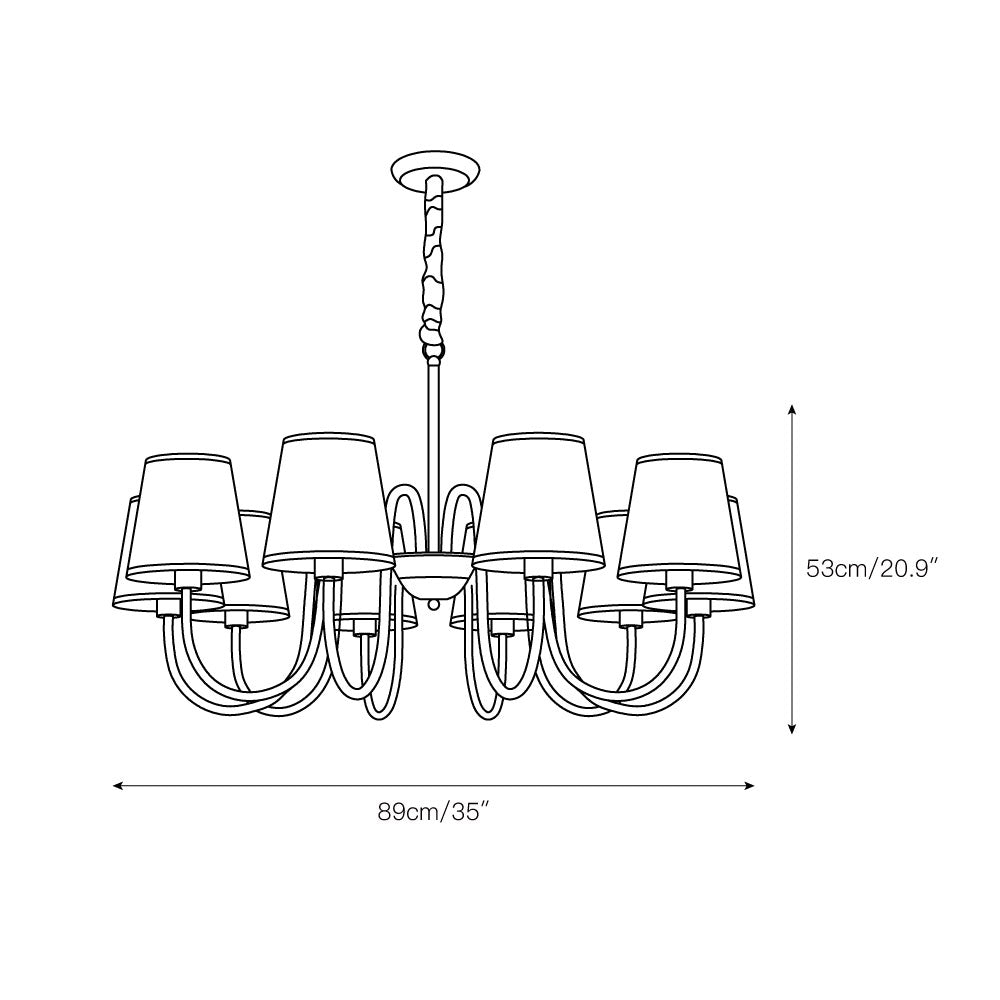 Aged Traditional Stacey Fabric Chandelier - Lamp Copper