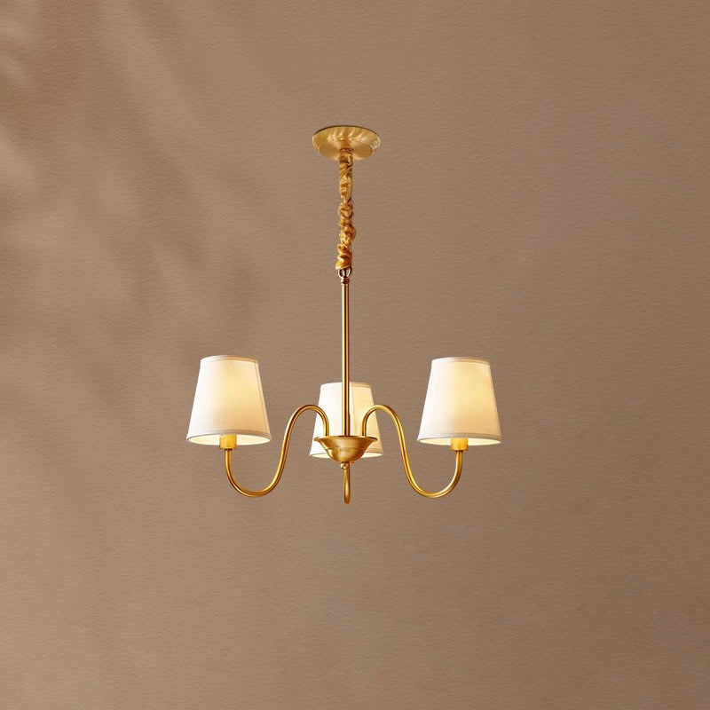 Aged Traditional Stacey Fabric Chandelier - Lamp Copper