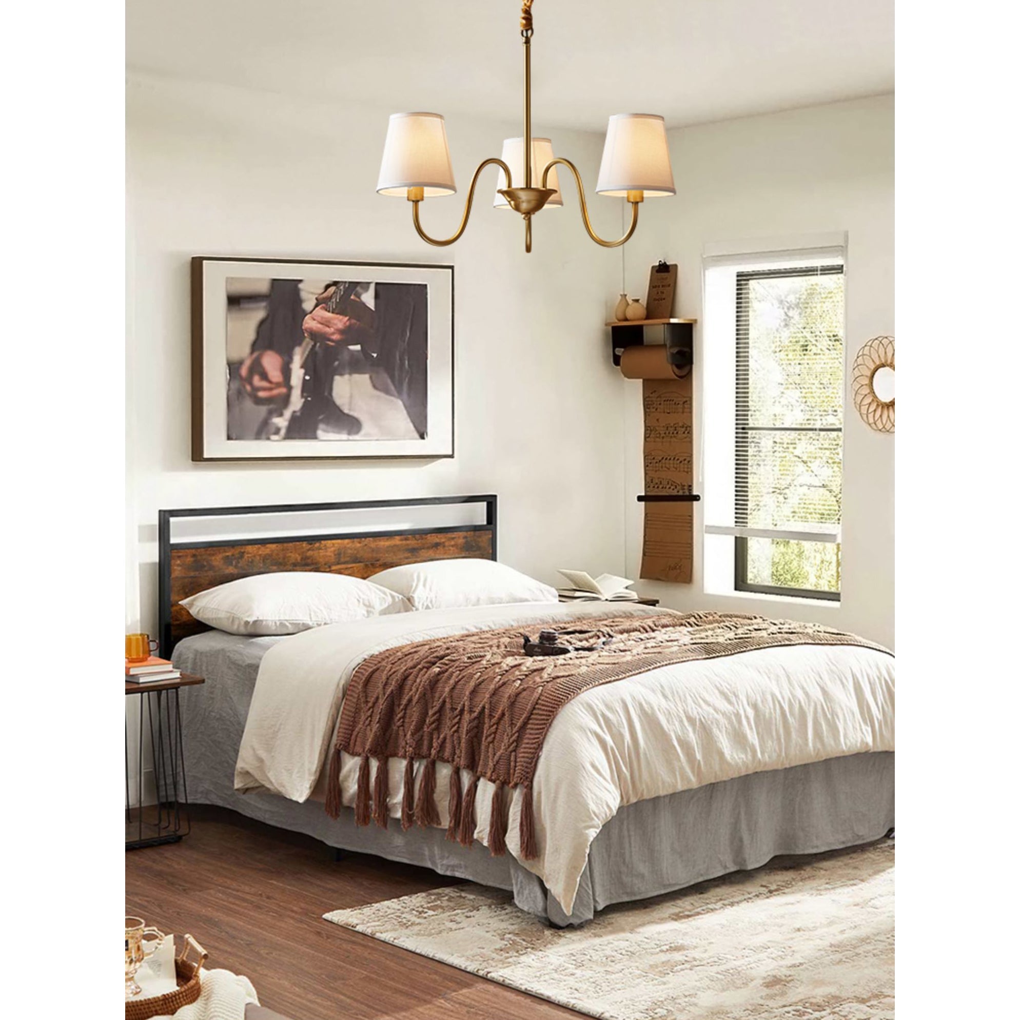 Aged Traditional Stacey Fabric Chandelier - Lamp Copper