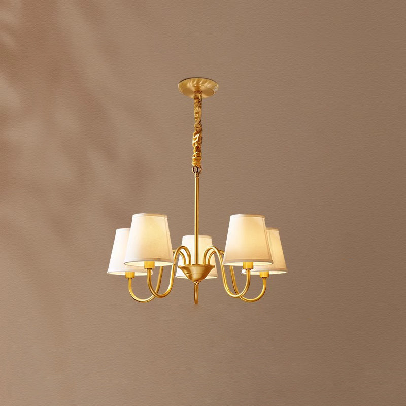 Aged Traditional Stacey Fabric Chandelier - Lamp Copper