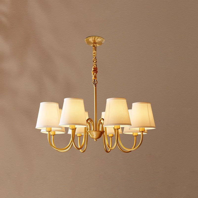 Aged Traditional Stacey Fabric Chandelier - Lamp Copper
