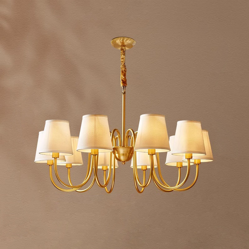 Aged Traditional Stacey Fabric Chandelier - Lamp Copper