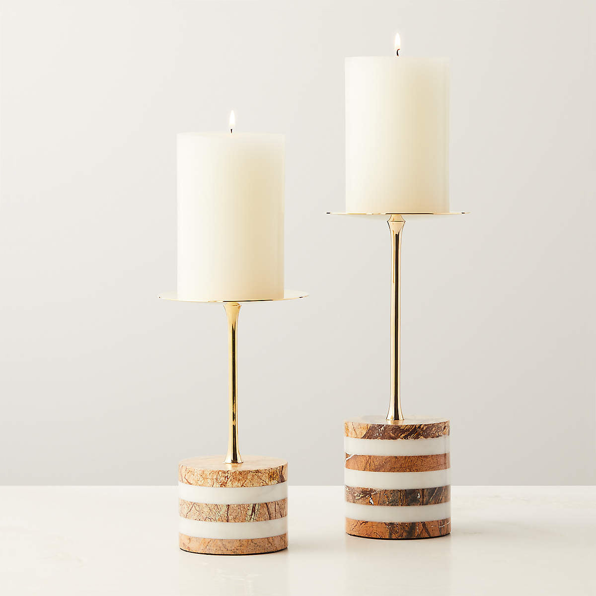 Stacked Marble Candle Stand - Lamp Copper