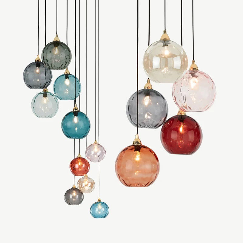 Valentina Design LED Lampada a Sospensione Vetro Ripple Acqua Variopinte Ciondolo Sfera Soggiorno/Camera da Letto