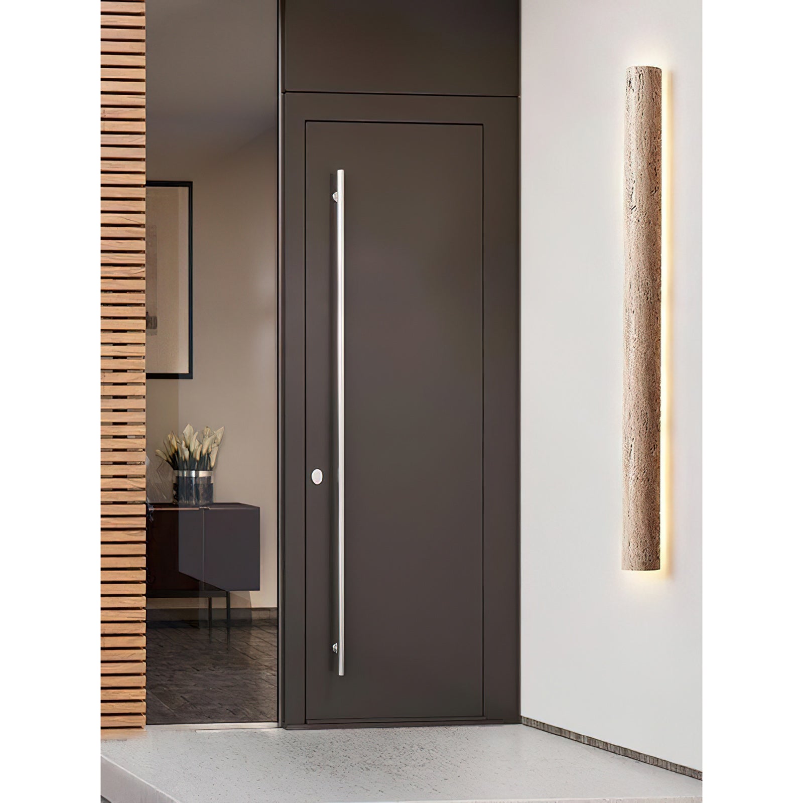 Zemara Modern Minimalist Lange Travertine Wall Sconce Wall Lamp - Lamp Copper