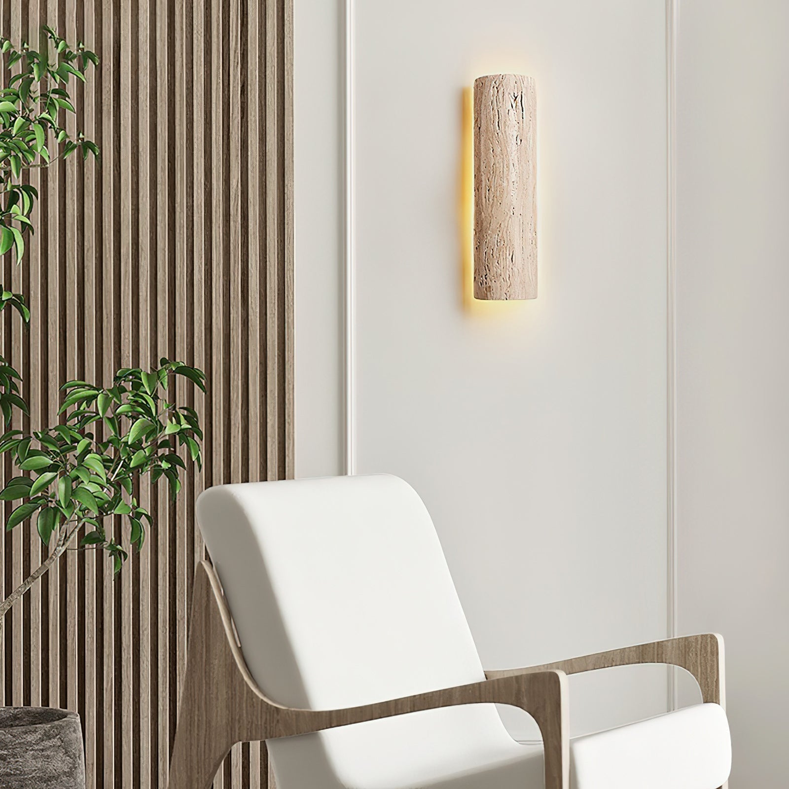 Zemara Modern Minimalist Lange Travertine Wall Sconce Wall Lamp - Lamp Copper