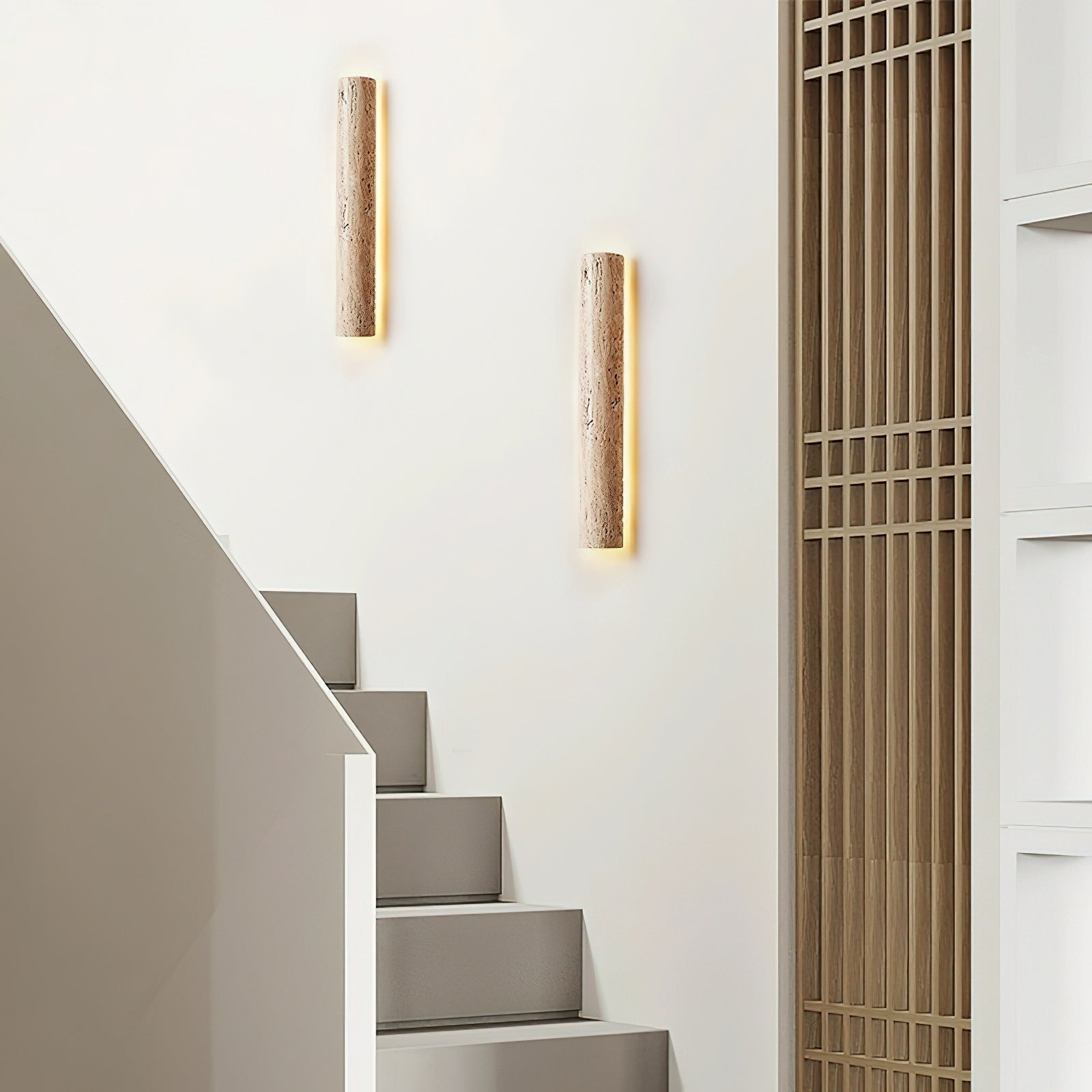 Zemara Modern Minimalist Lange Travertine Wall Sconce Wall Lamp - Lamp Copper