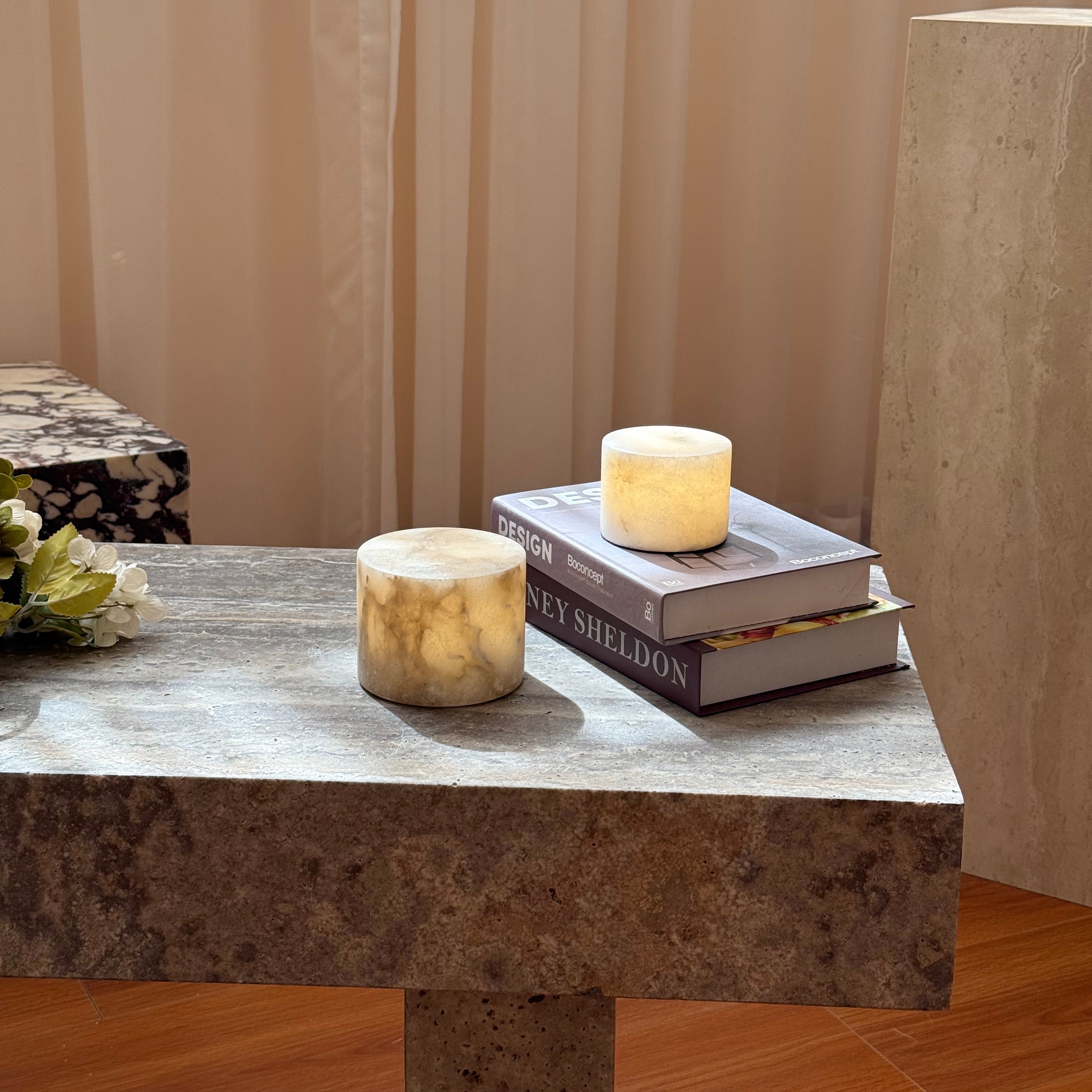 Sterno Alabaster Table Lamp (Built-in Battery) - Lamp Copper