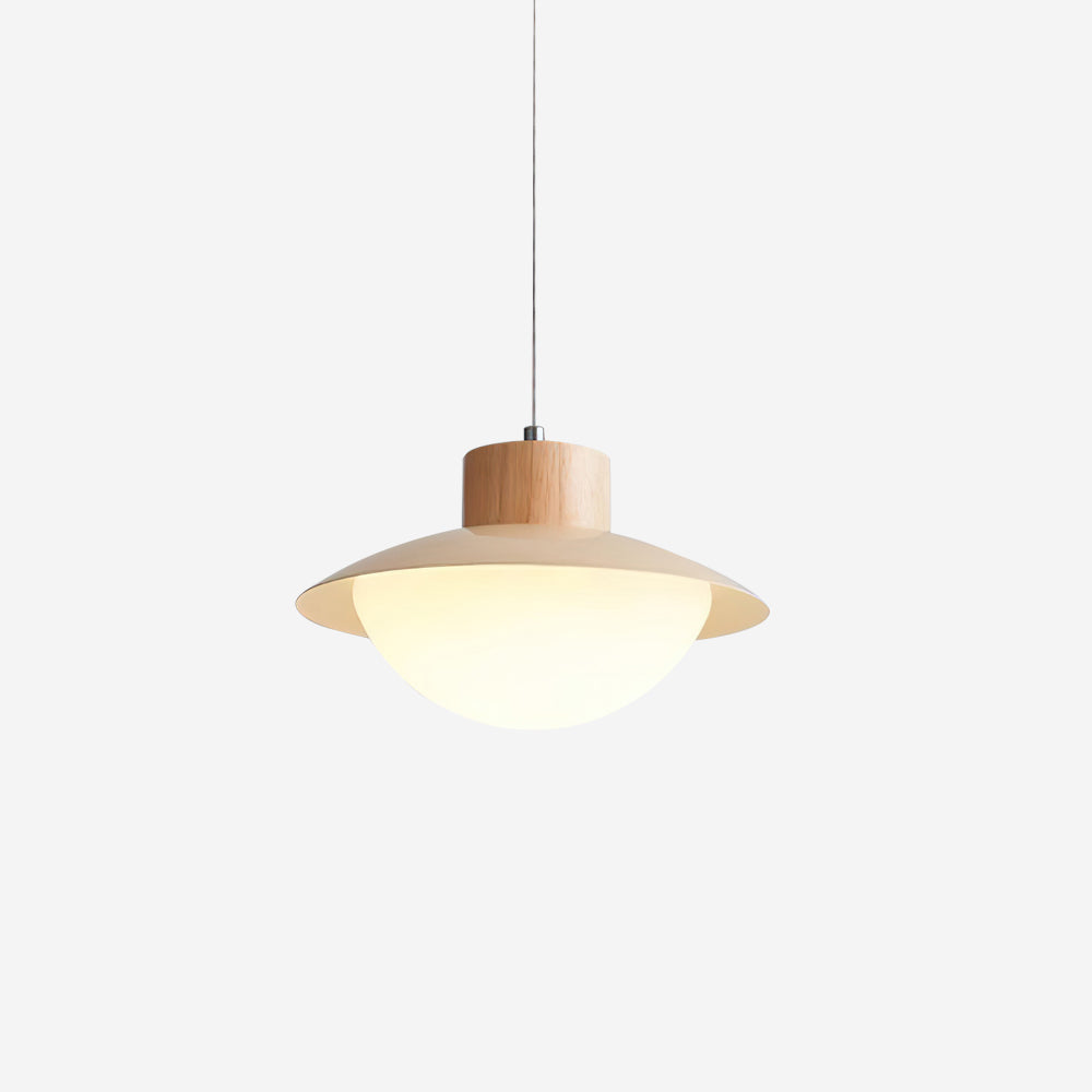 Pendant Lamp Metal and Wood PE Shade Dome Shape Minimalist - Letslighting