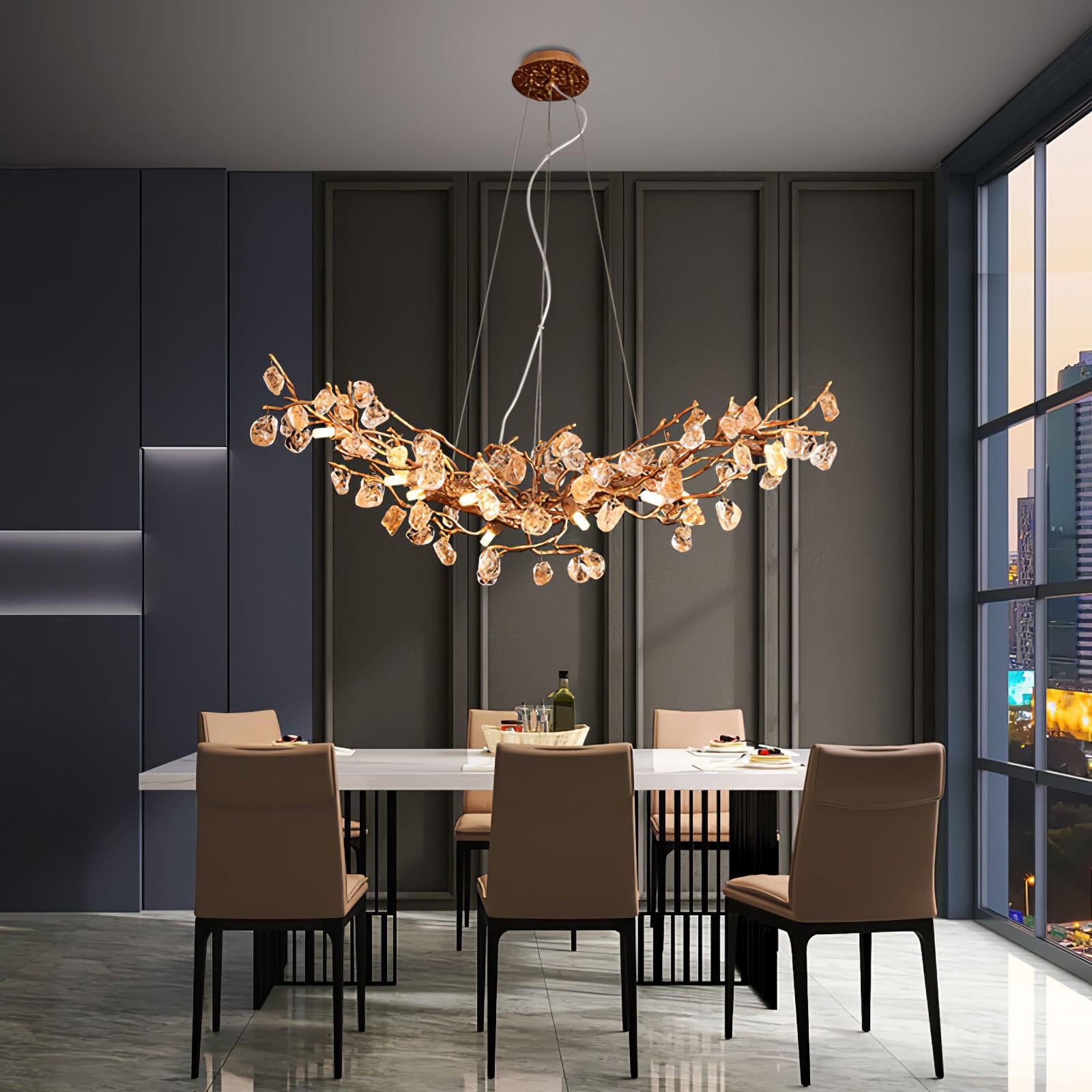 Arborea Brass Branch Crystal Chandelier - Blowlighting
