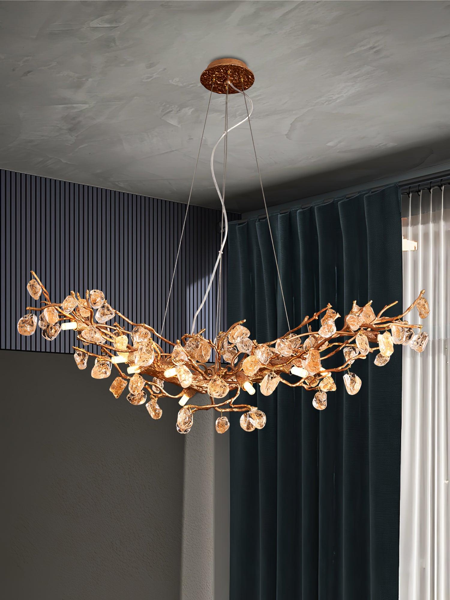 Arborea Brass Branch Crystal Chandelier - Blowlighting