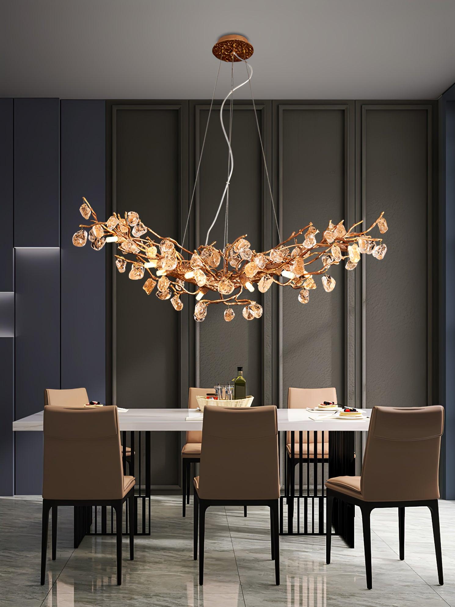 Arborea Brass Branch Crystal Chandelier - Blowlighting