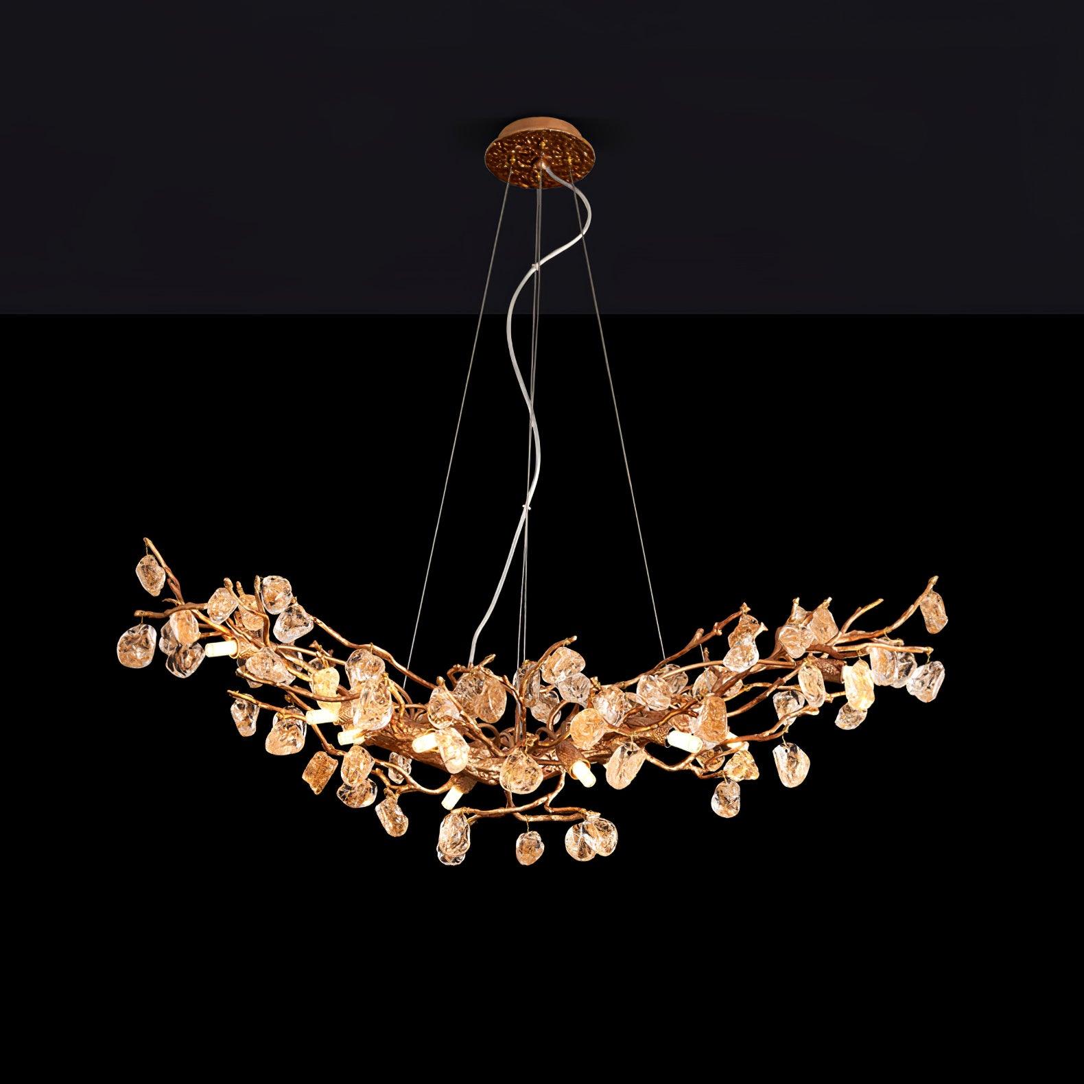 Arborea Brass Branch Crystal Chandelier - Blowlighting