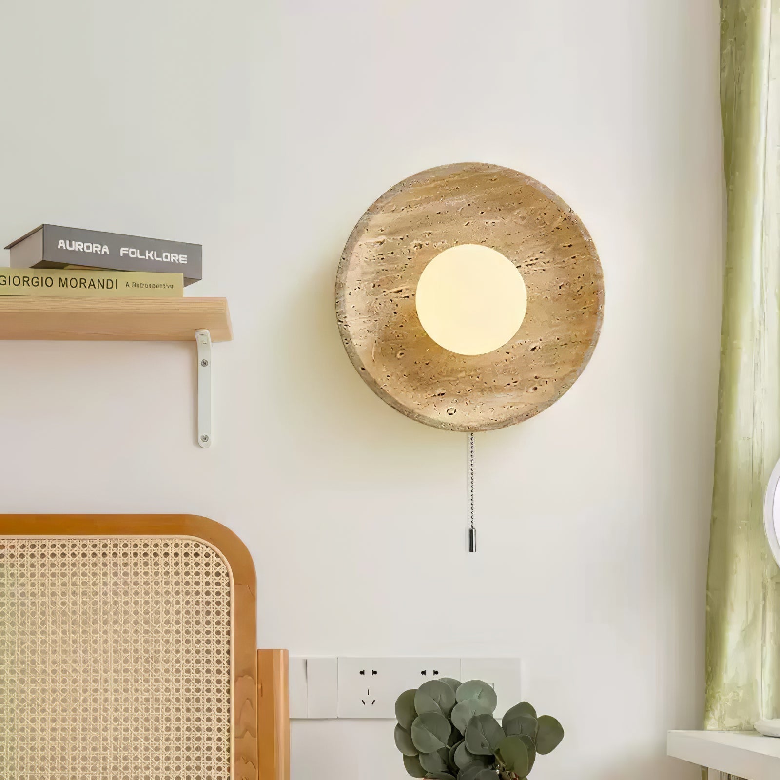 Vephair Bowl-Frame Travertine Wall Light - Neutralighting