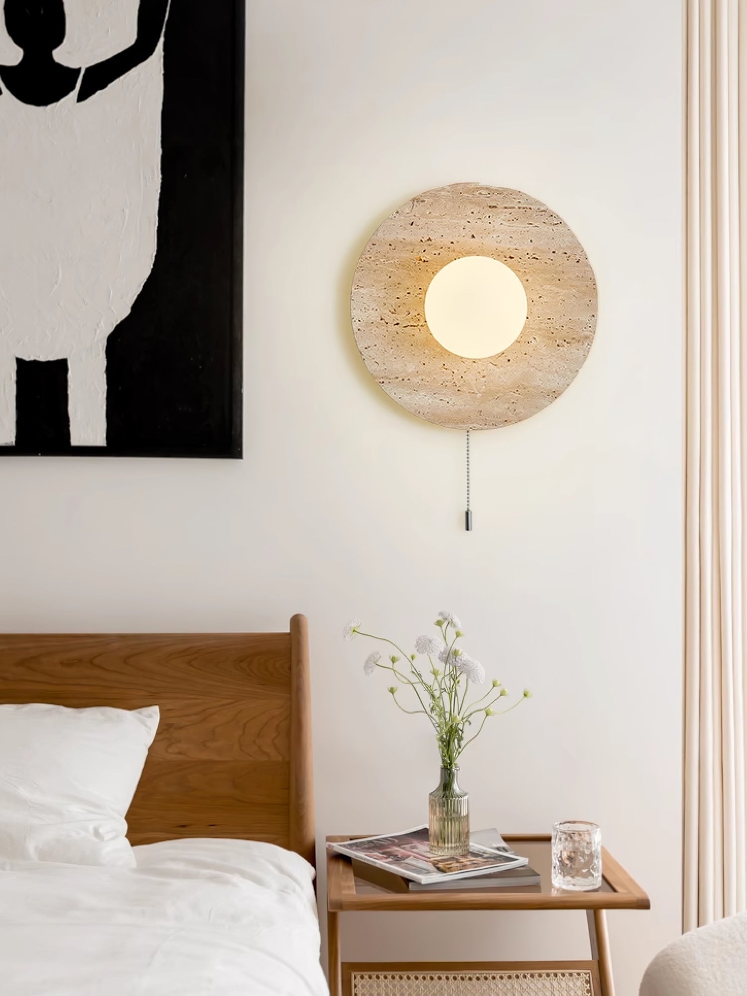 Vephair Bowl-Frame Travertine Wall Light - Neutralighting