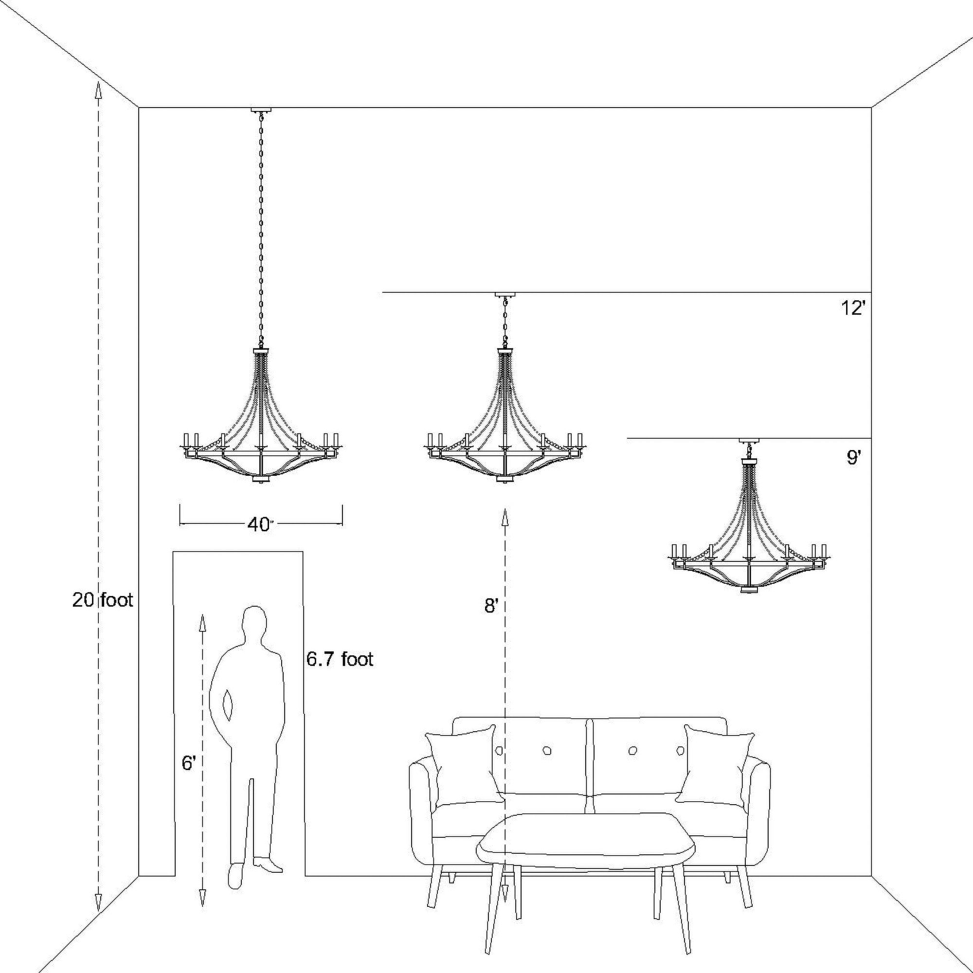 Isoren Vintage Industrial Wooden Metal Chandelier - Lamp Copper