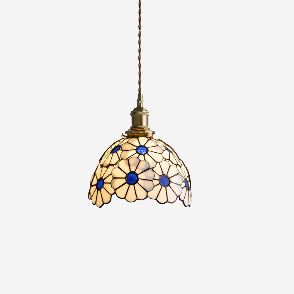 Tiffany Lampada a Sospensione Floreale Blu