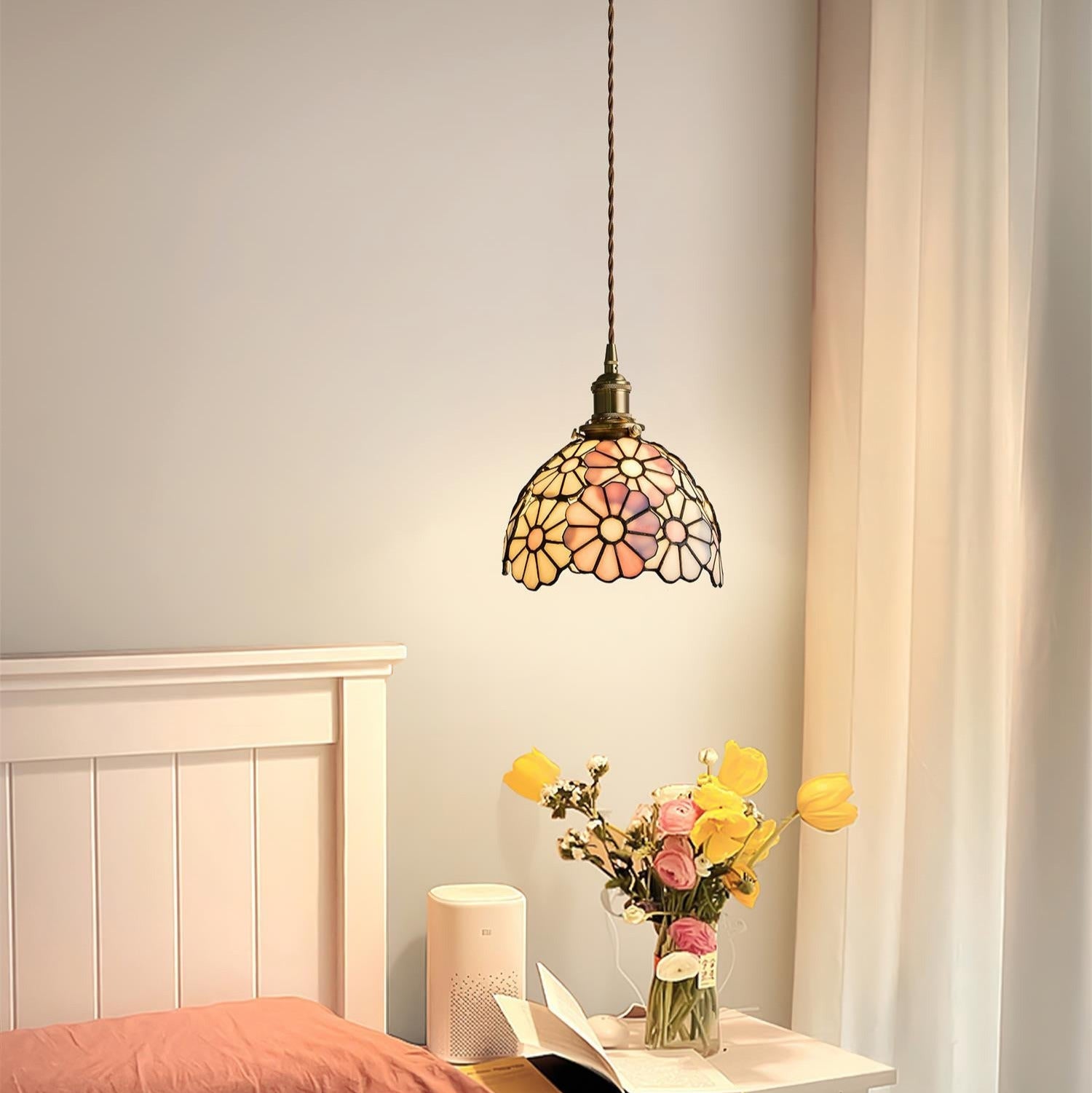 Tiffany Lampada a Sospensione Floreale Blu