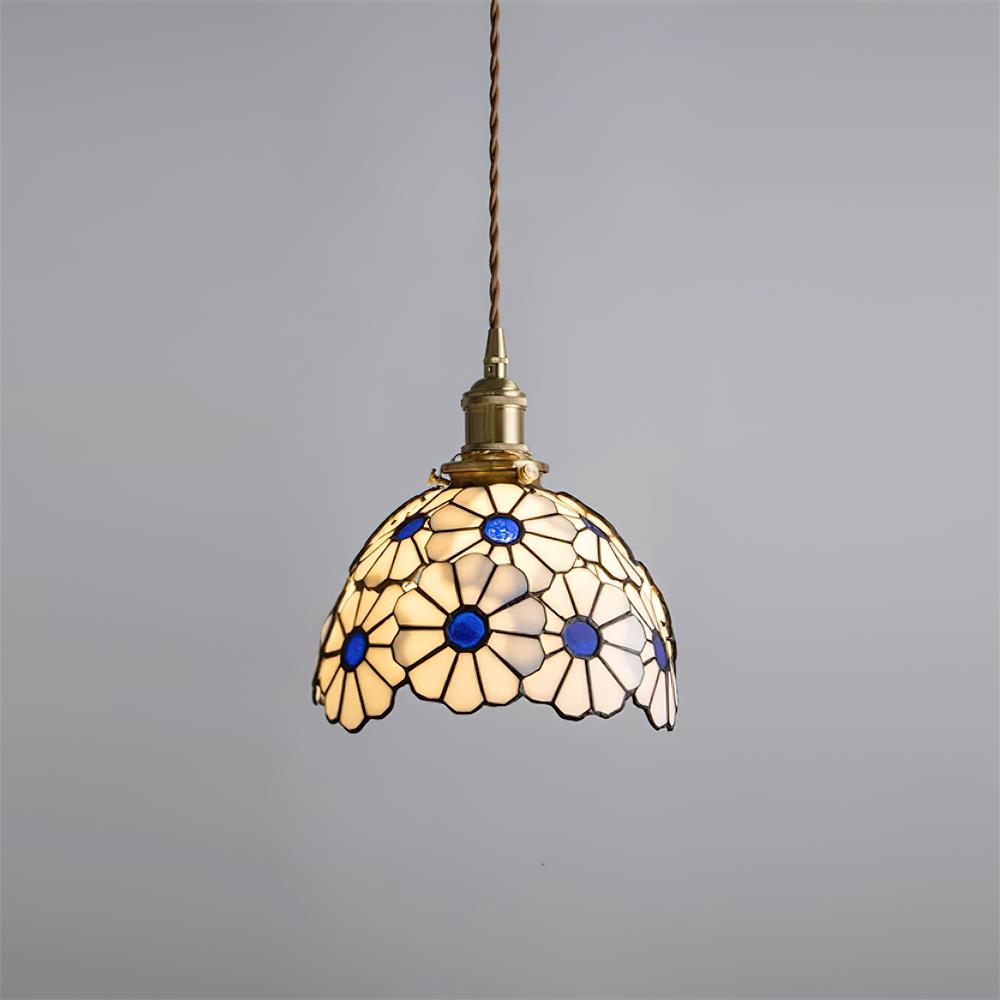Tiffany Lampada a Sospensione Floreale Blu