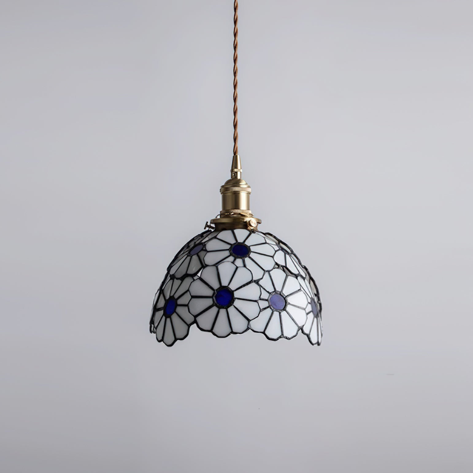 Tiffany Lampada a Sospensione Floreale Blu