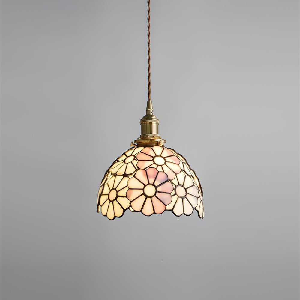 Tiffany Lampada a Sospensione Floreale Blu