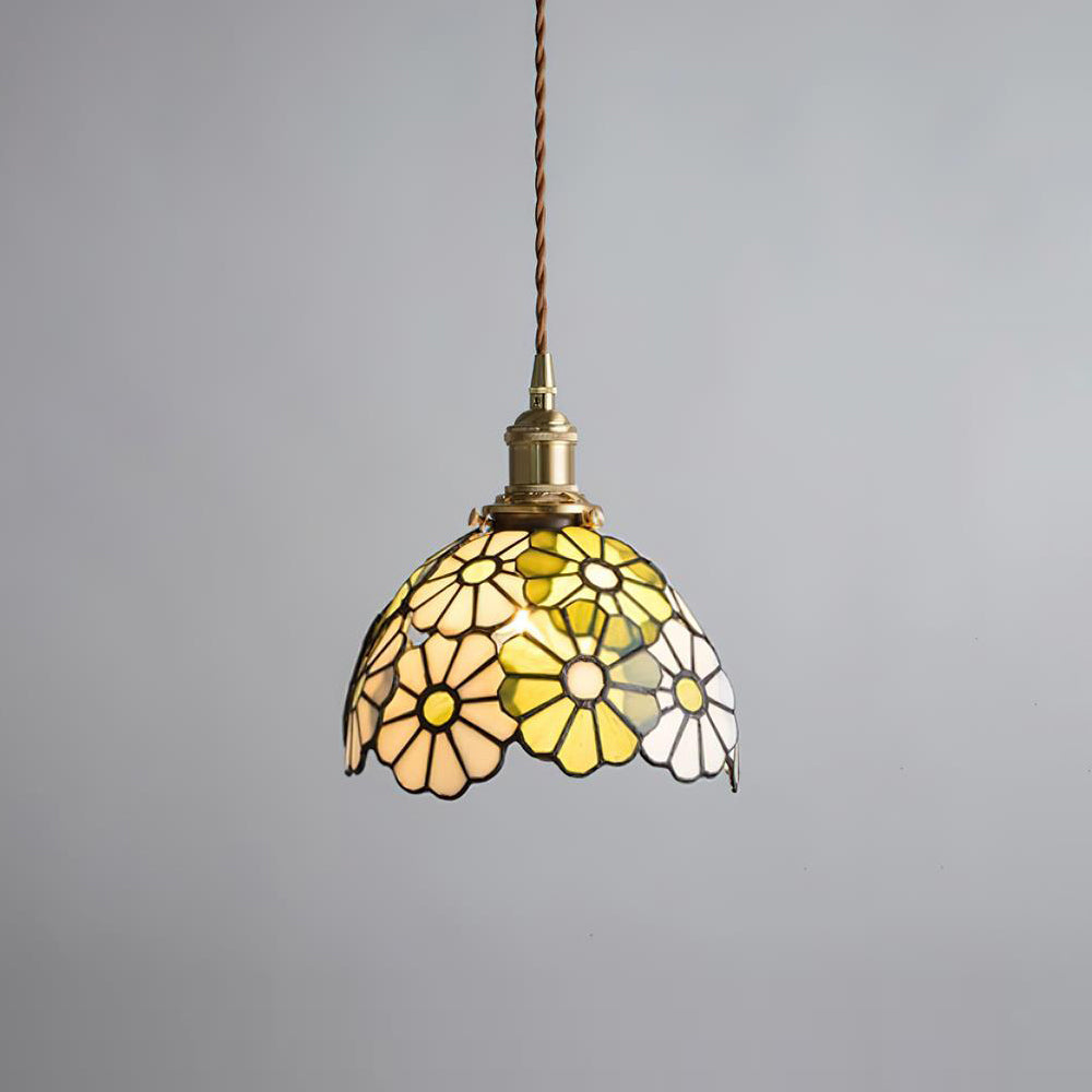 Tiffany Lampada a Sospensione Floreale Blu