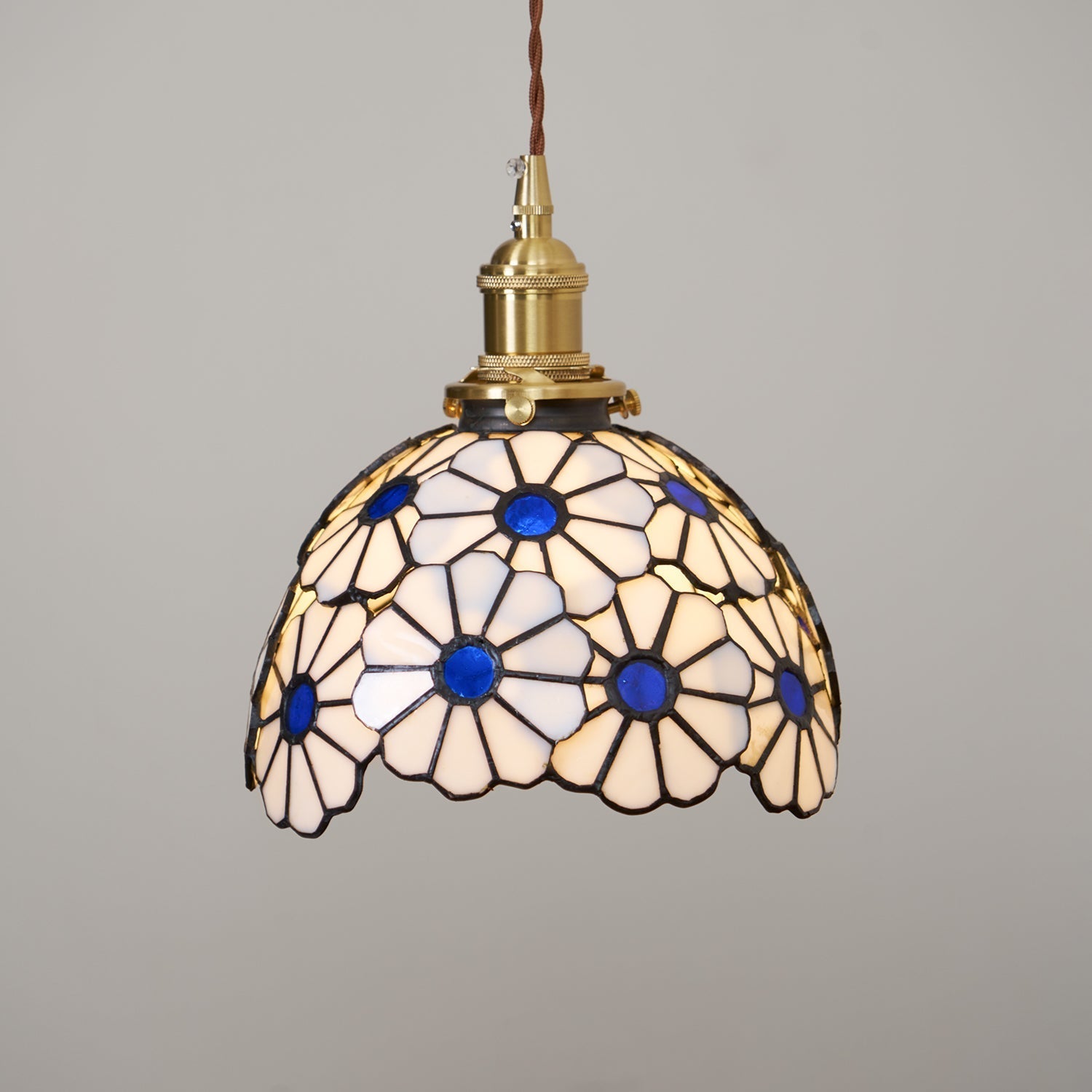 Tiffany Lampada a Sospensione Floreale Blu
