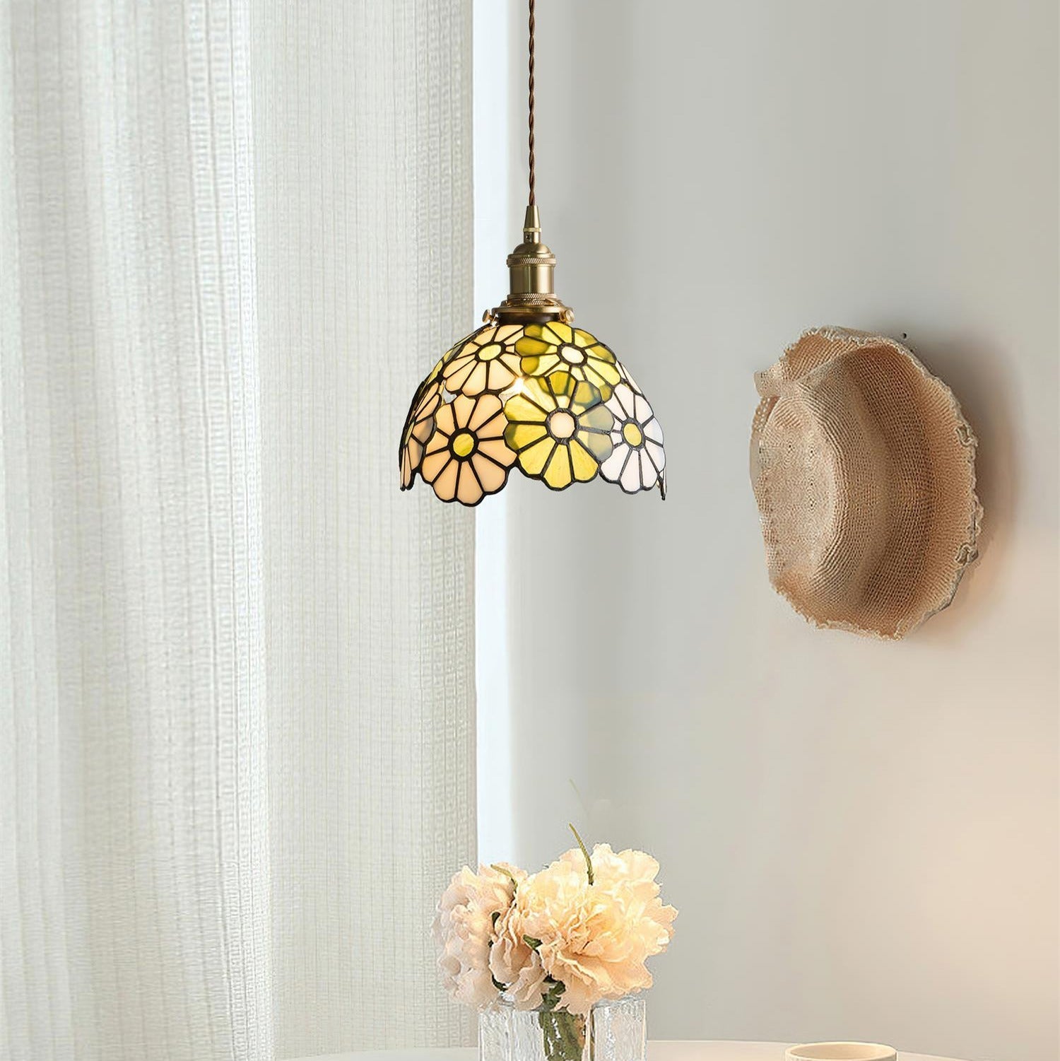 Tiffany Lampada a Sospensione Floreale Blu