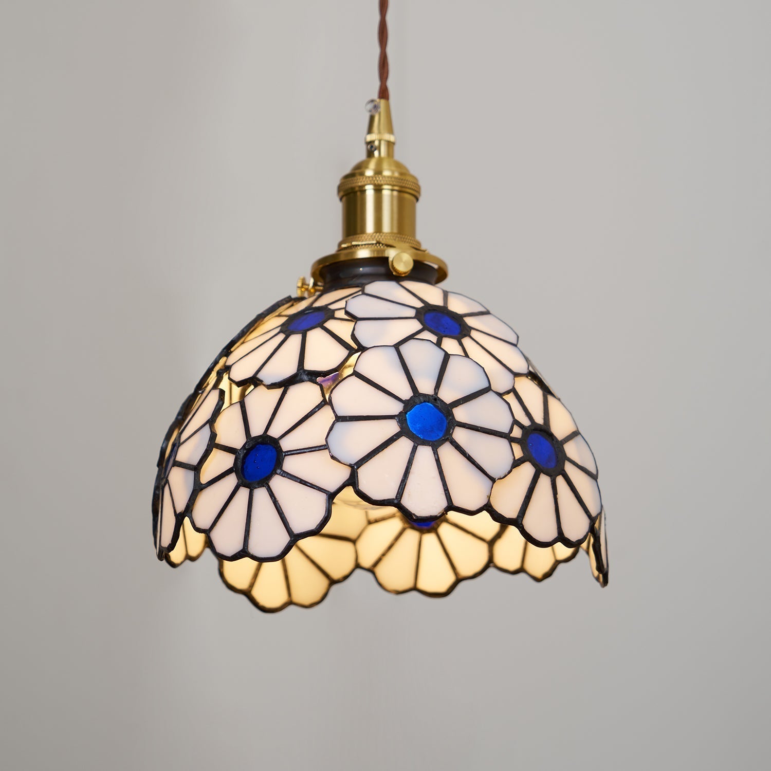 Tiffany Lampada a Sospensione Floreale Blu