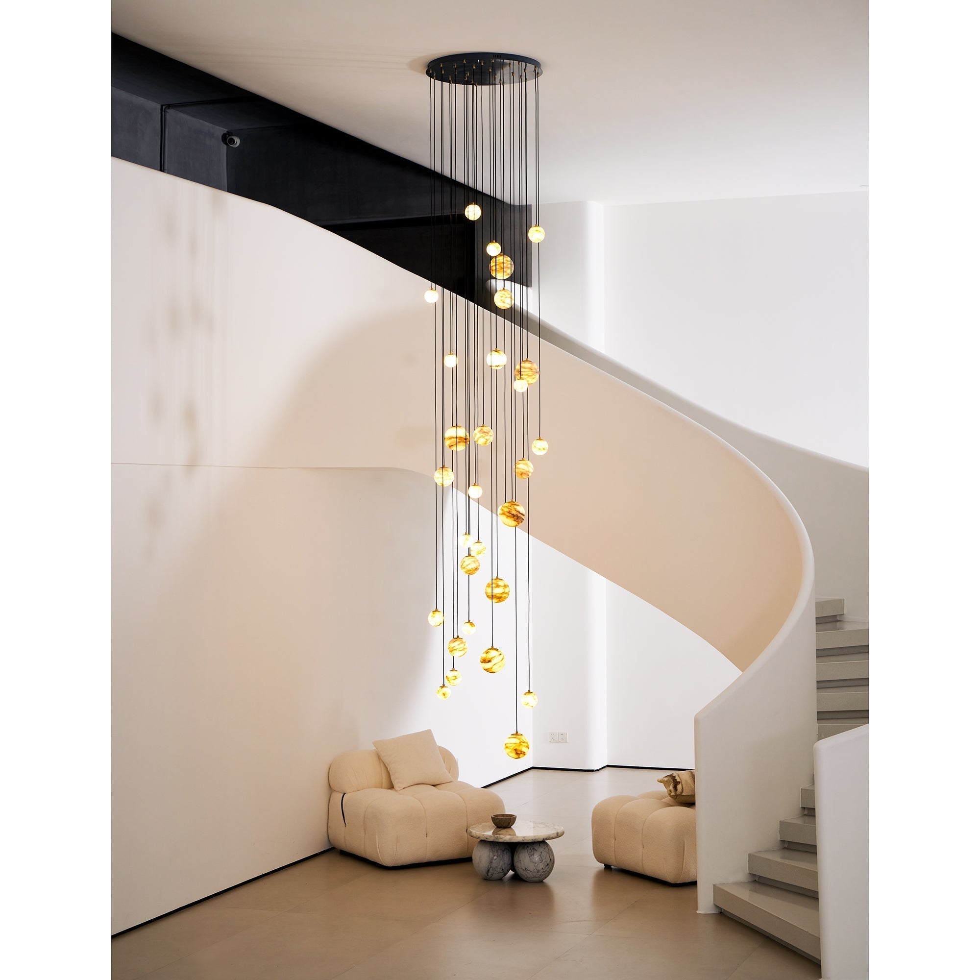 Arsorarae Modern Minimalist Cluster Alabaster Chandelier - Lamp Copper