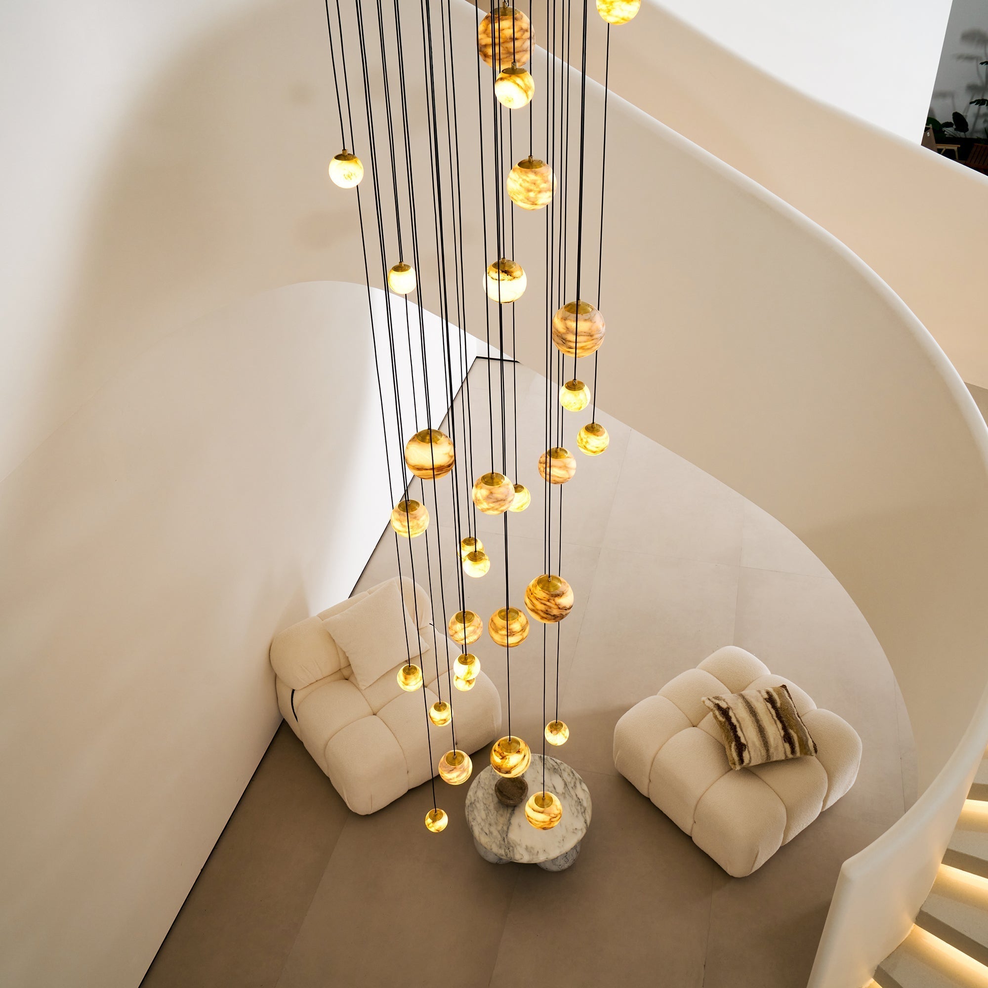 Arsorarae Modern Minimalist Cluster Alabaster Chandelier - Lamp Copper