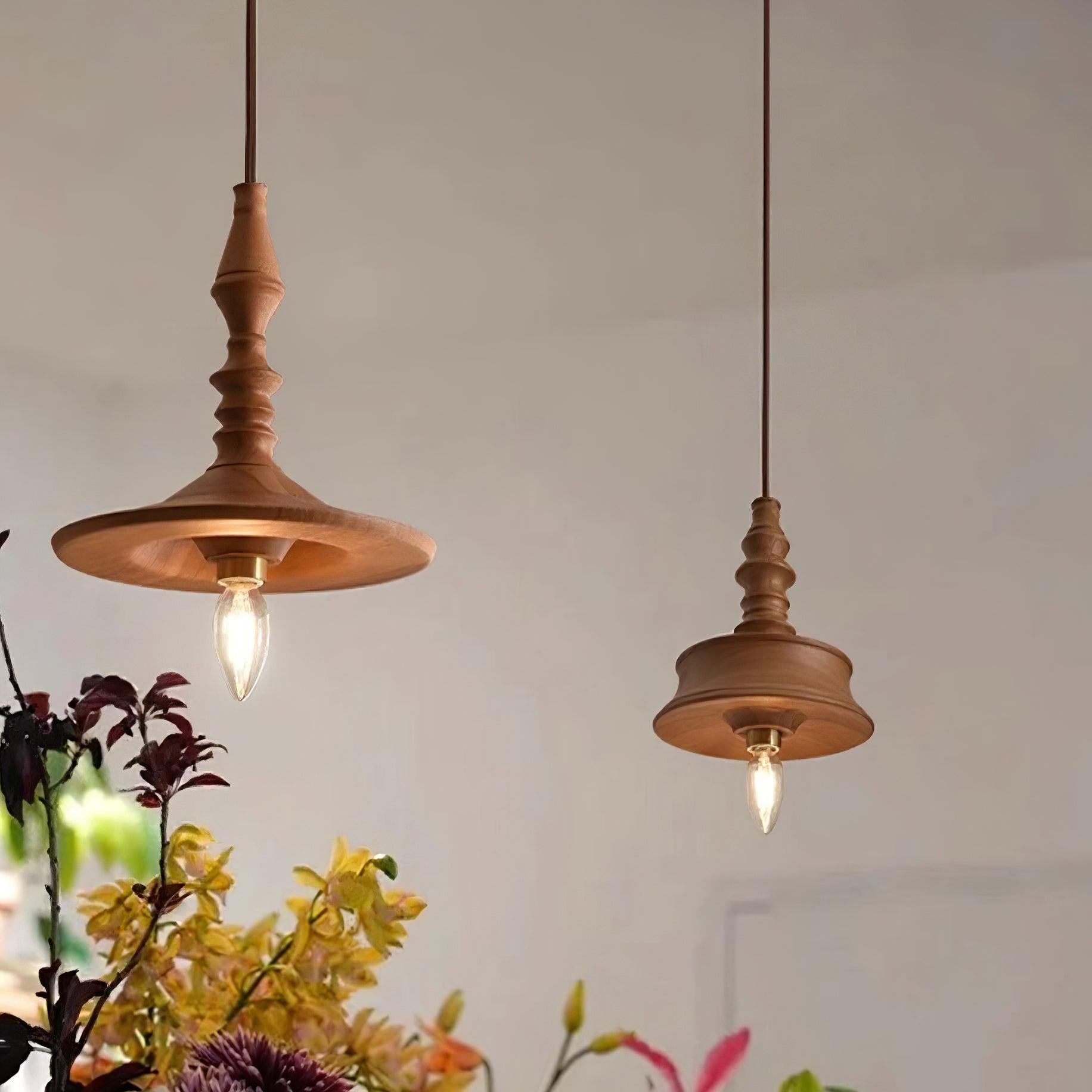 Iraeiel Vintage Minimalist Wooden Pendant Light - Lamp Copper