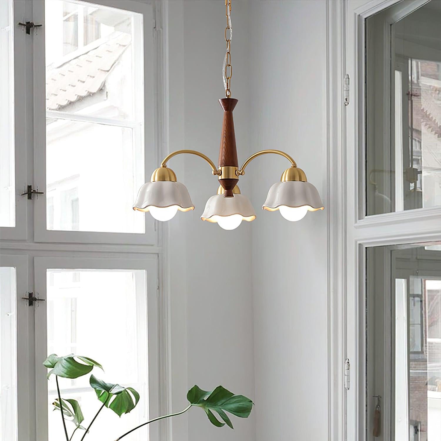 Olivia Lampadari Floreali in Legno e Ceramica