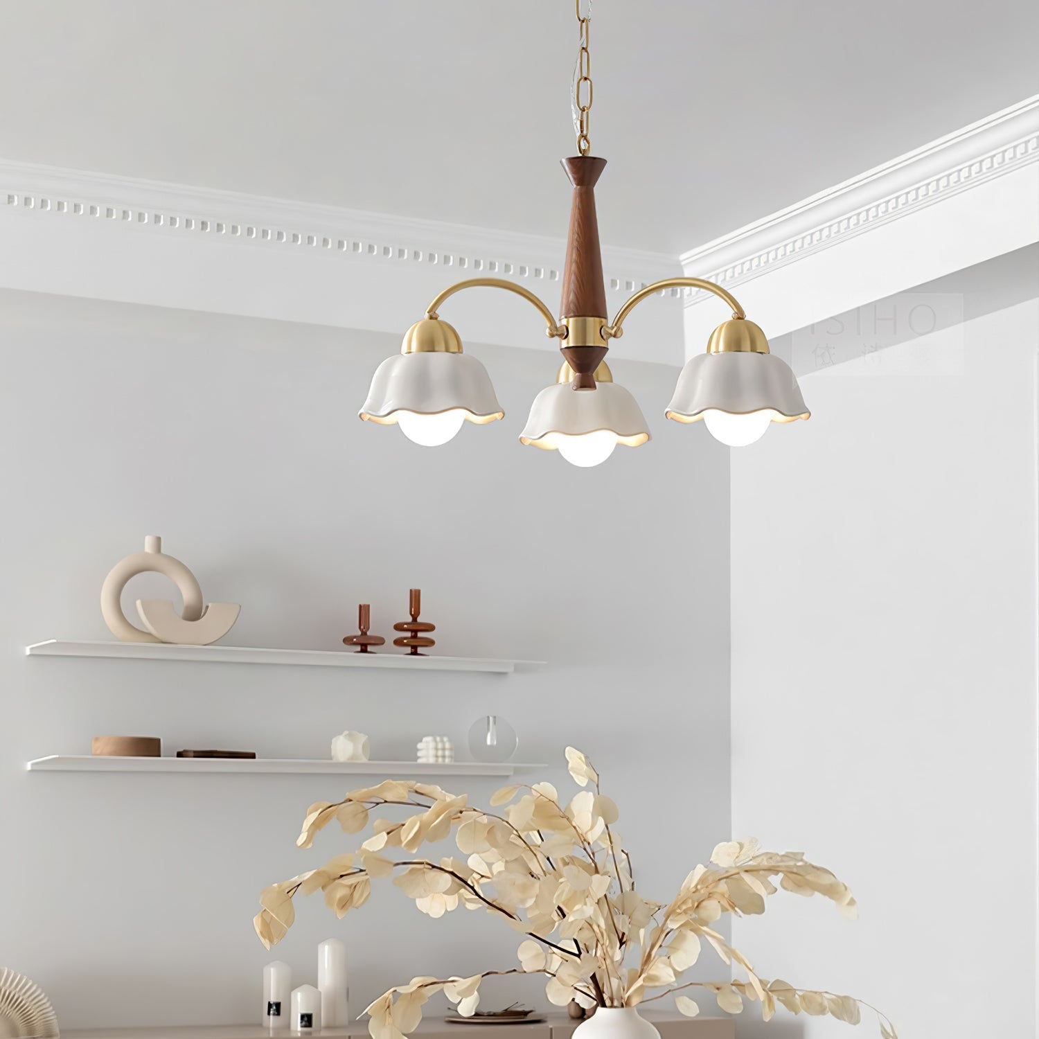 Olivia Lampadari Floreali in Legno e Ceramica