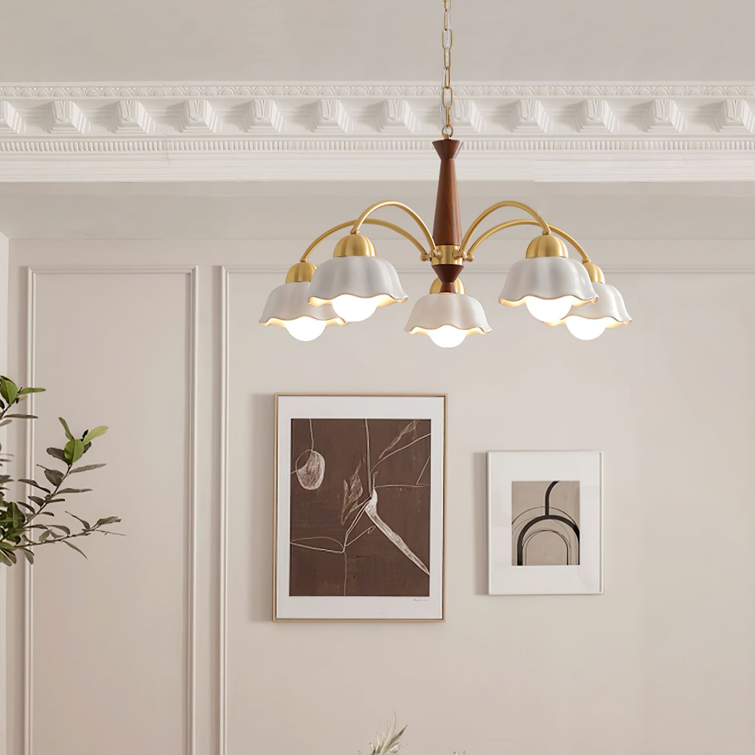 Olivia Lampadari Floreali in Legno e Ceramica