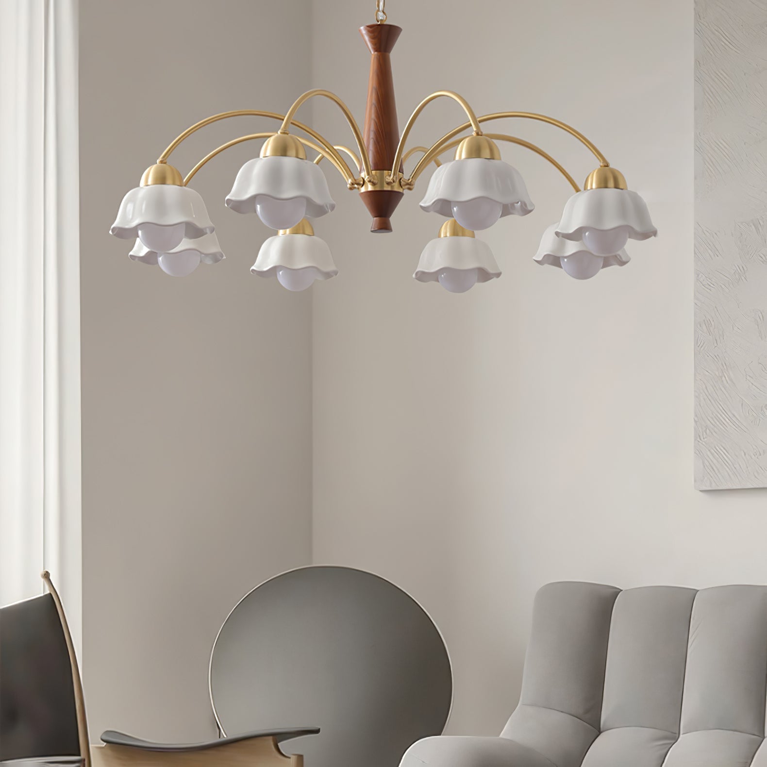 Olivia Lampadari Floreali in Legno e Ceramica