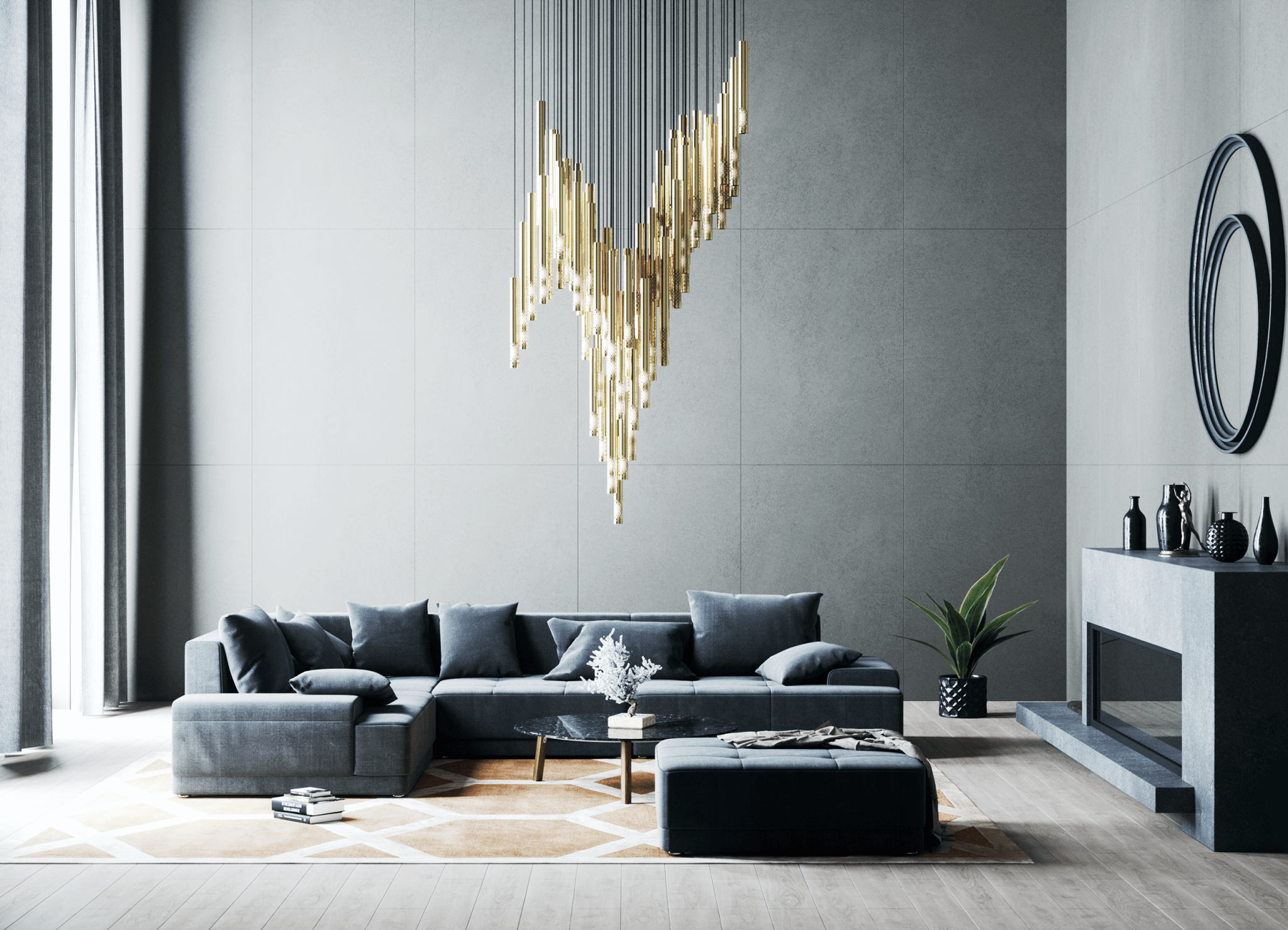 Ovynira Gold Rod Chandelier - Blowlighting