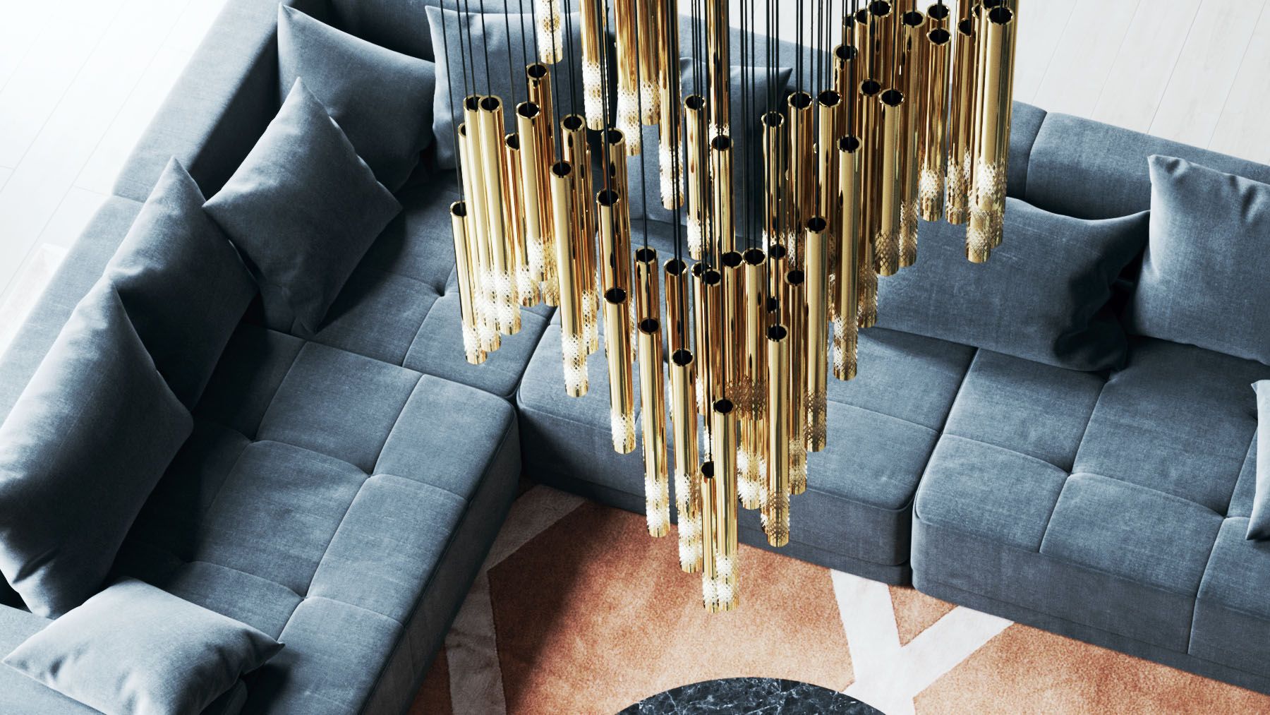 Ovynira Gold Rod Chandelier - Blowlighting