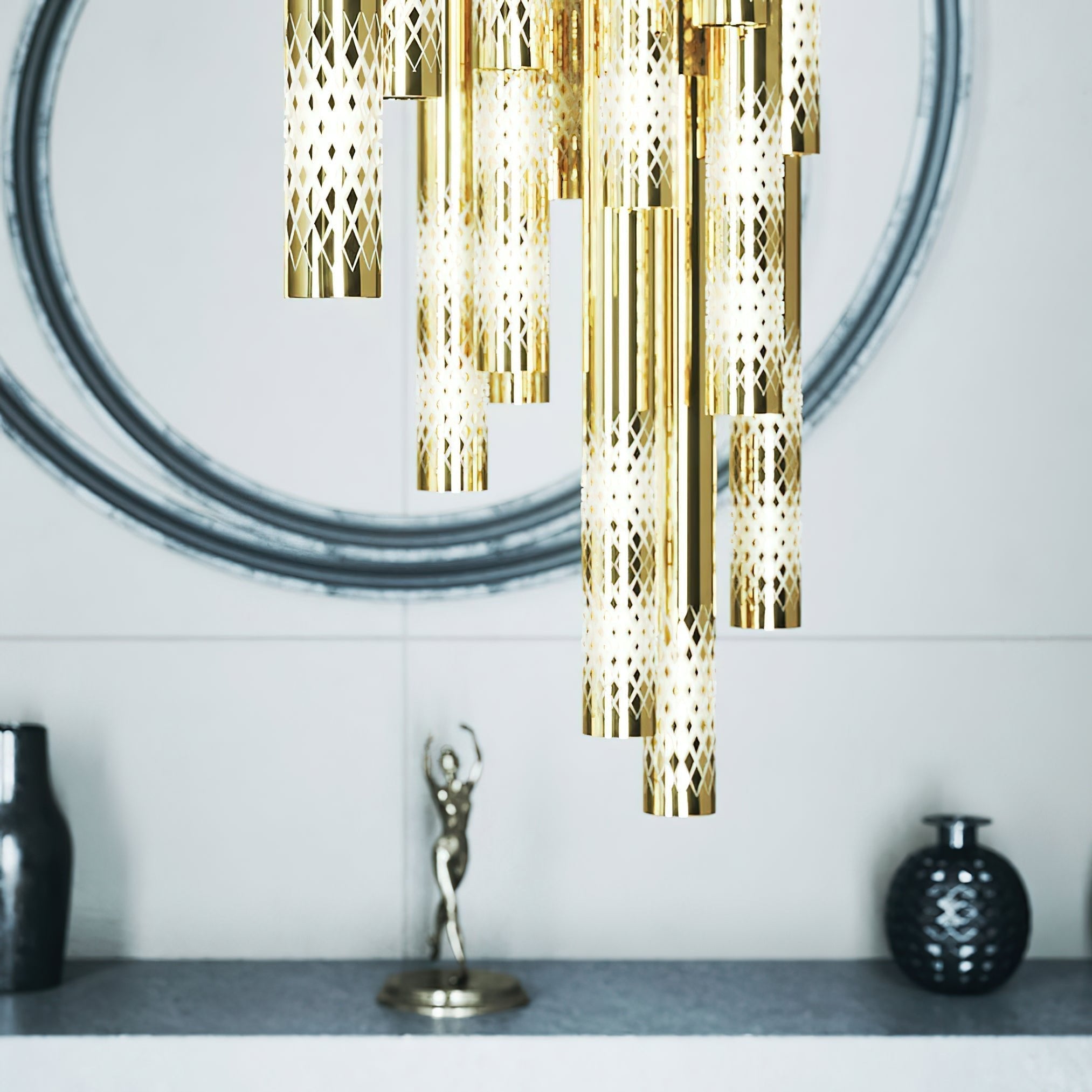 Ovynira Gold Rod Chandelier - Blowlighting