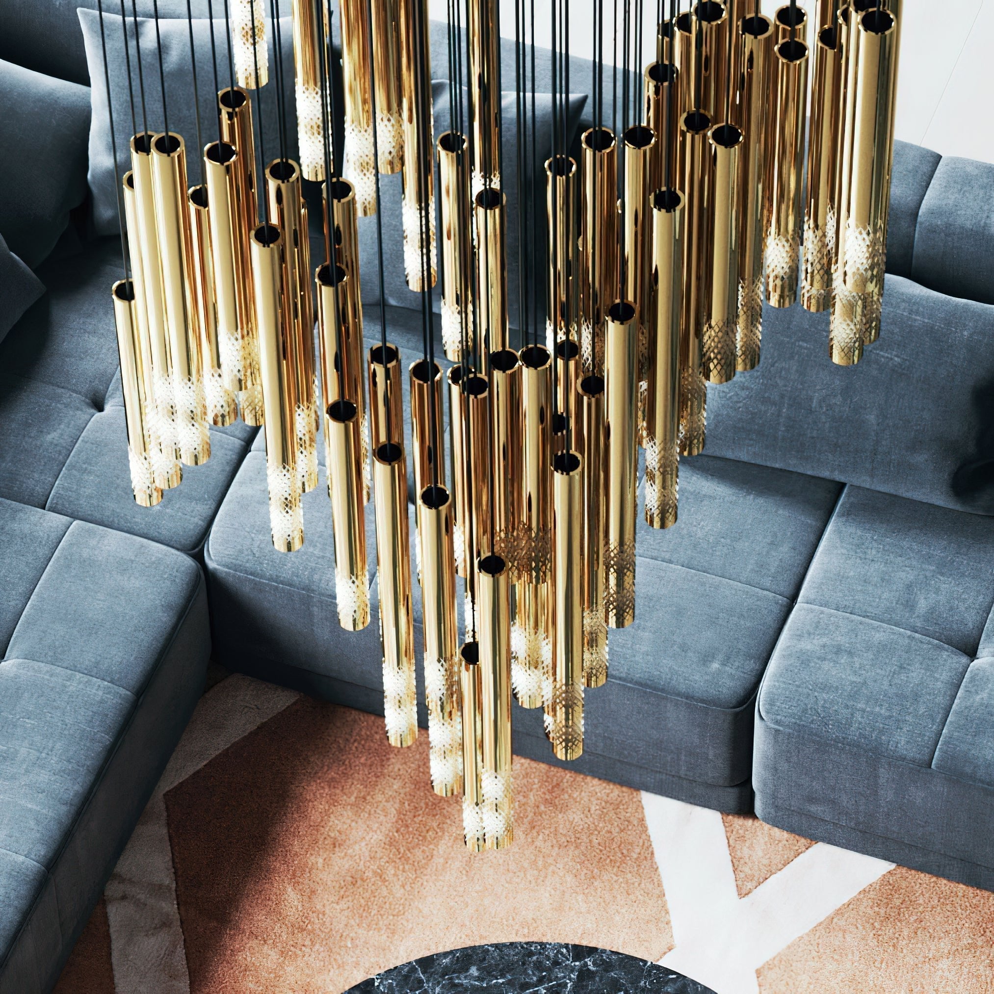 Ovynira Gold Rod Chandelier - Blowlighting