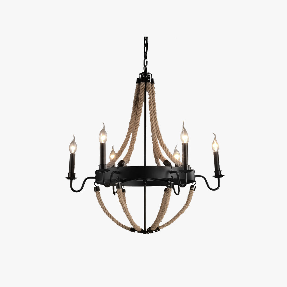 Epoch Vintage Metallo/Corda LED Sospensione Nero Soggiorno/Bar/Ristorante