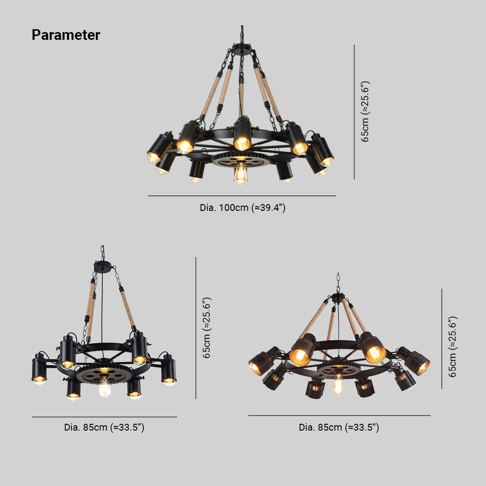 Epoch Industriale Metallo/Rattan LED Sospensione Nero Soggiorno/Bar/Ristorante