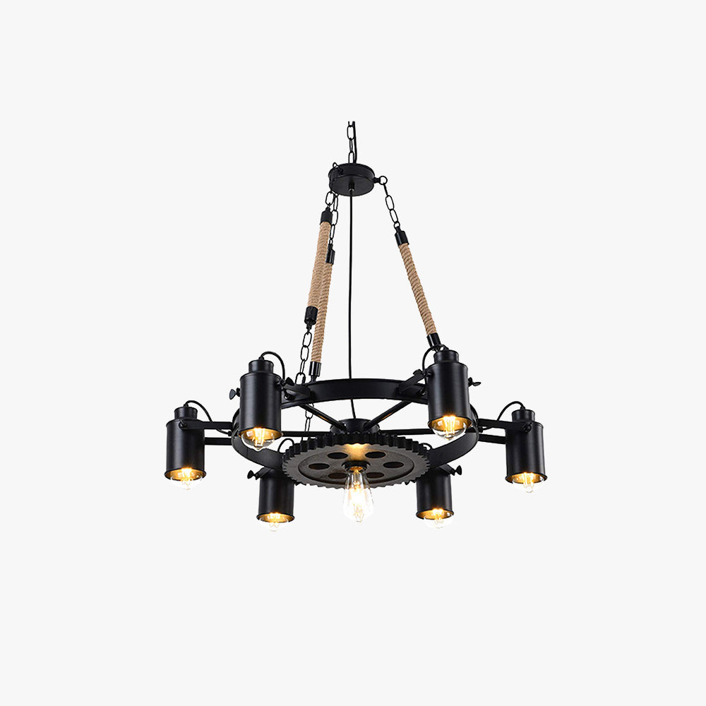 Epoch Industriale Metallo/Rattan LED Sospensione Nero Soggiorno/Bar/Ristorante