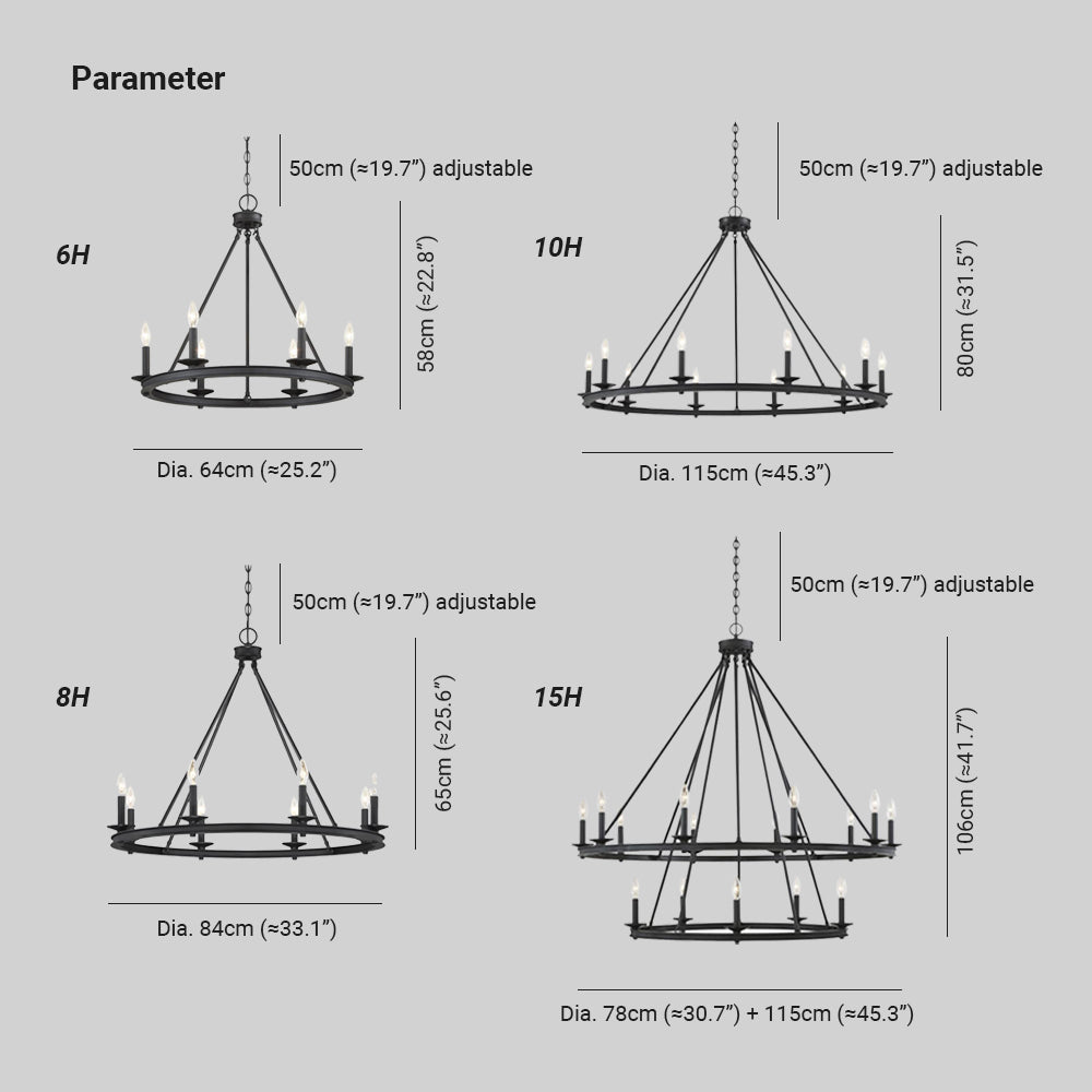Silva Lampadario Moderno a Candele in Metallo Nero per Soggiorno/Camera da Letto